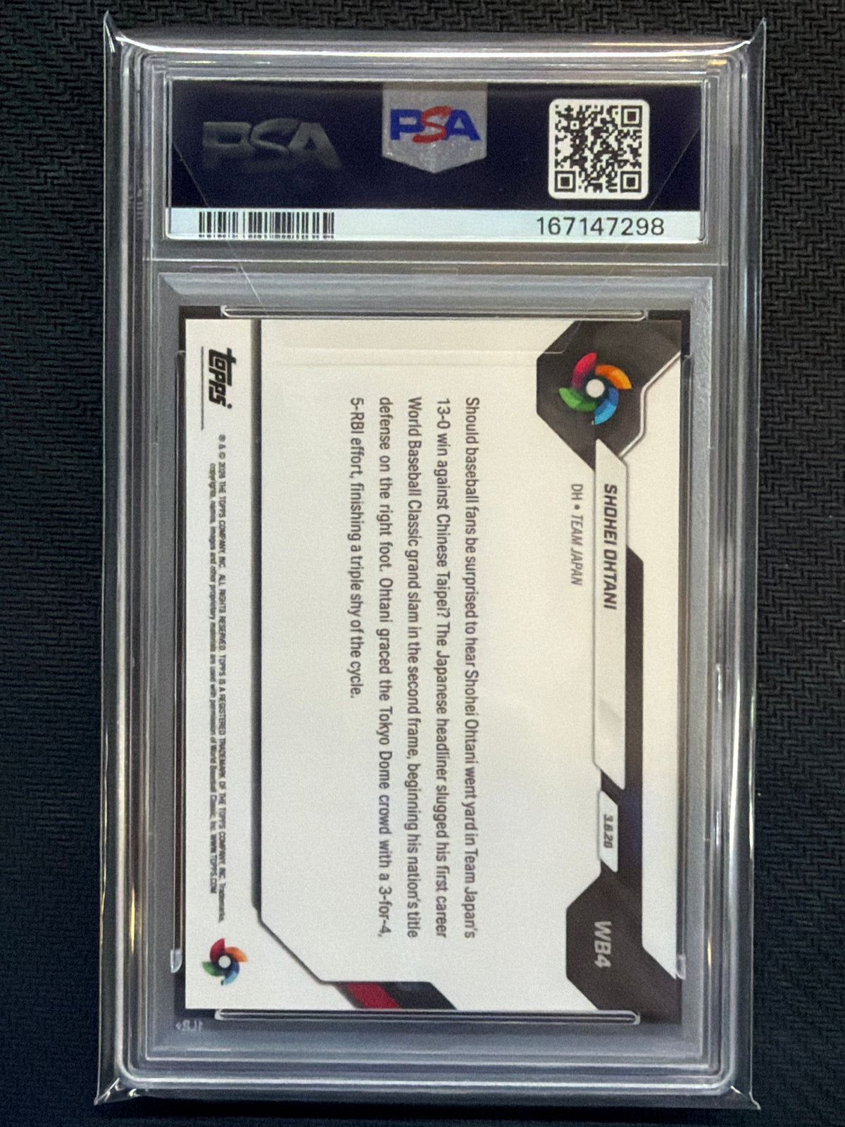 2026 Topps Now WBC Shohei Ohtani 1 WBC Grand Slam PSA 10 298