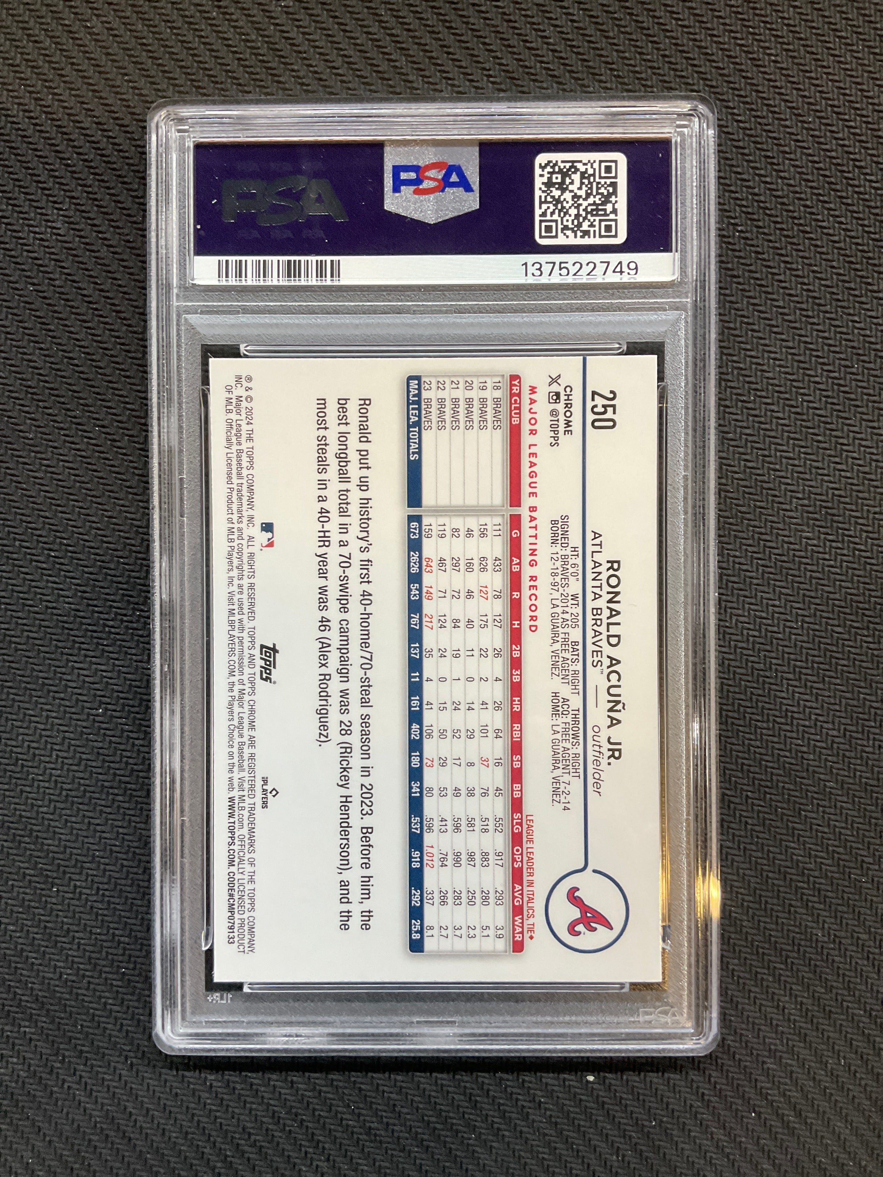 2024 Topps Chrome Logofractor Ronald Acuna Jr. Purple /250 PSA 9 Braves