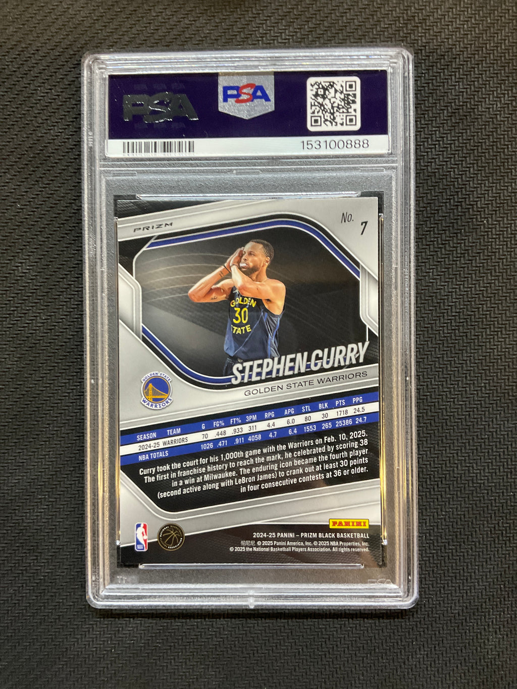 2024 Prizm Black Stephen Curry Silver Prizm PSA 10 Warriors