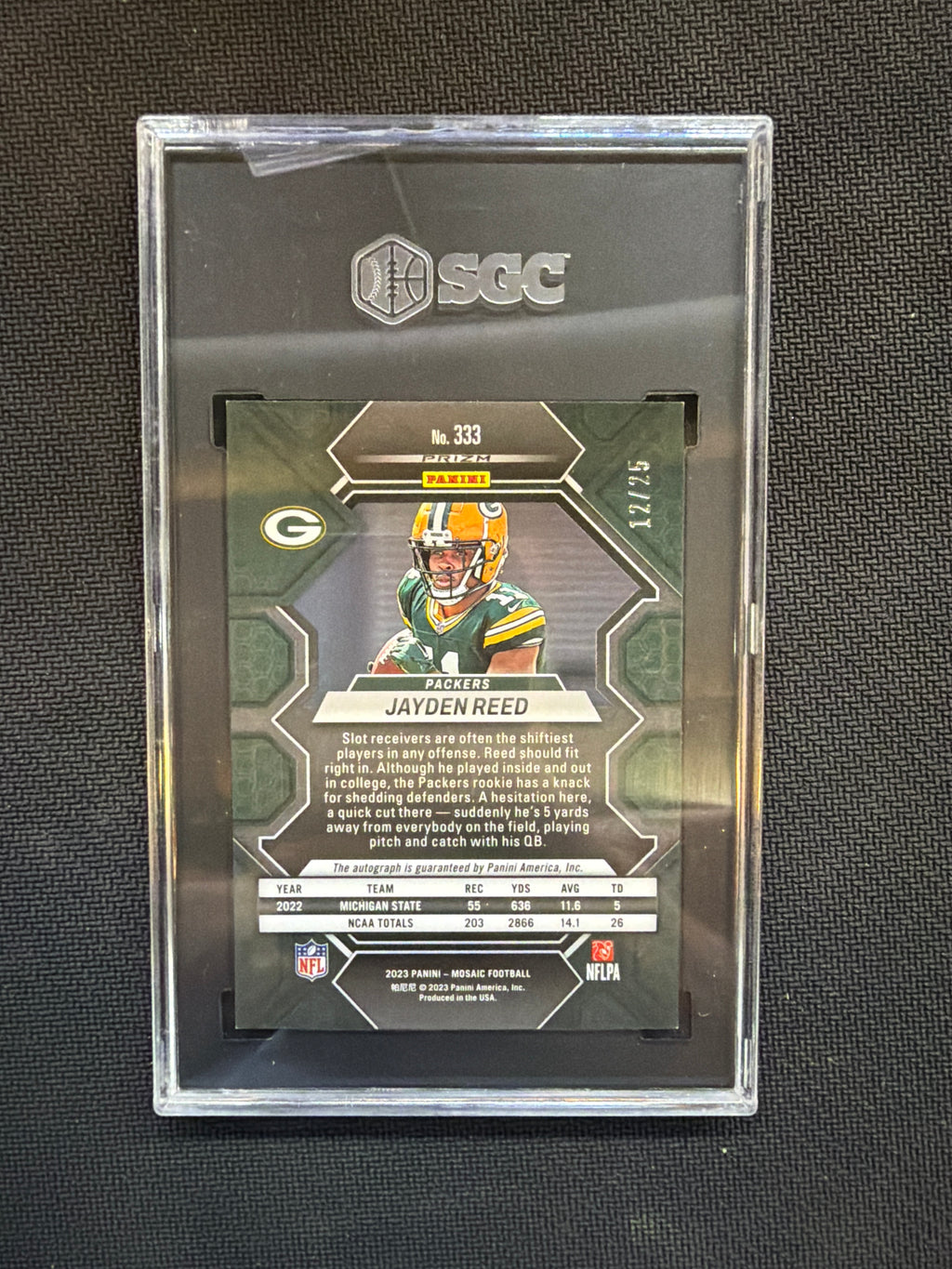 2023 Panini Mosaic Jayden Reed Auto /25 SGC 9.5