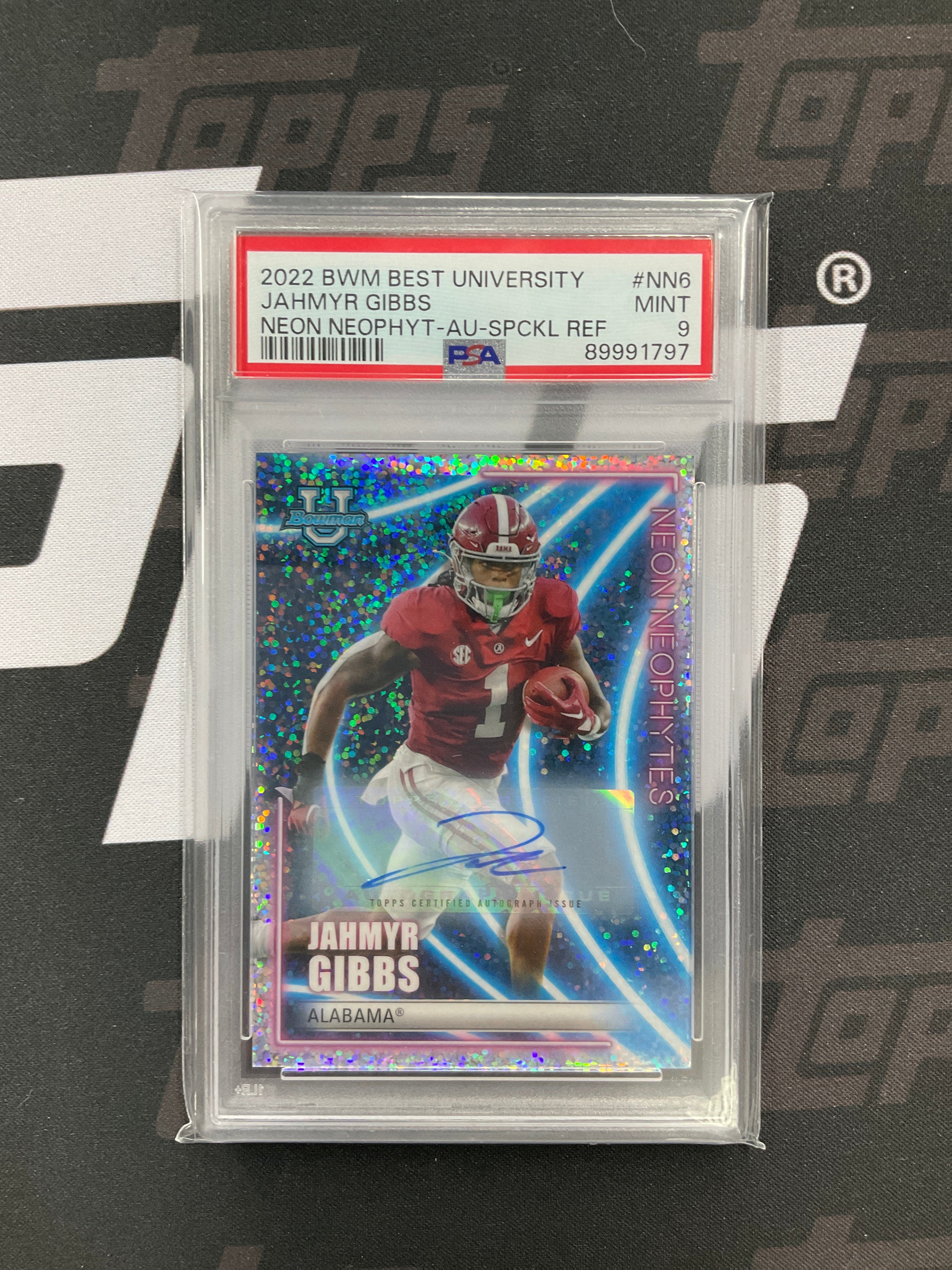 2022 Bowman Best U Jahmyr Gibbs Speckle Auto PSA 9 /25 Alabama