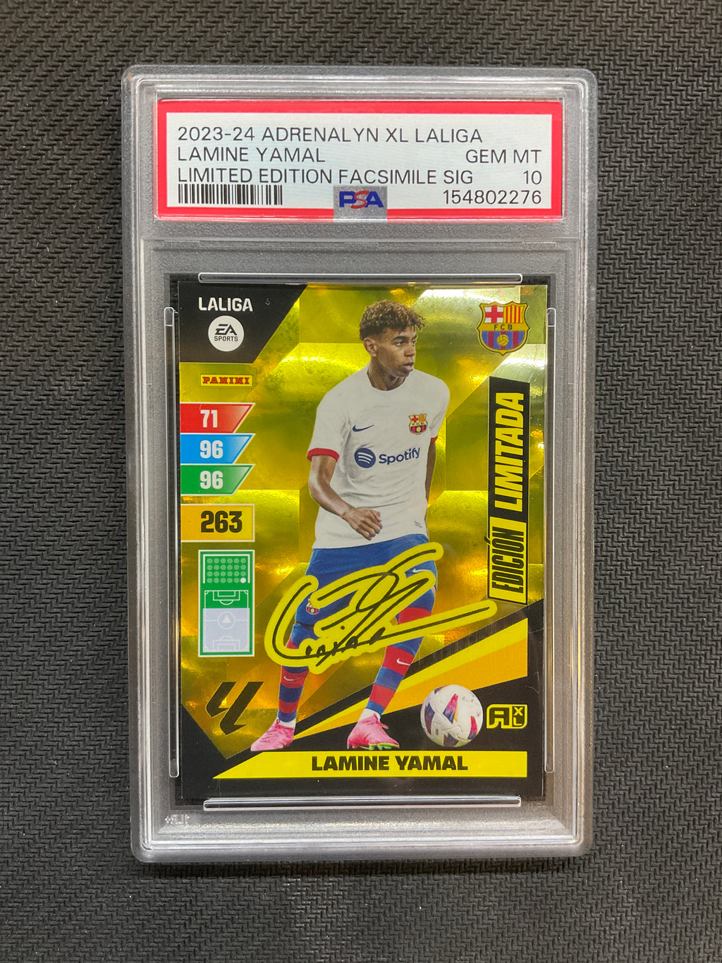 2023-24 Panini Adrenalyn XL Laliga LaMine Yamal Rookie Limited Facesmile Signature PSA 10 276