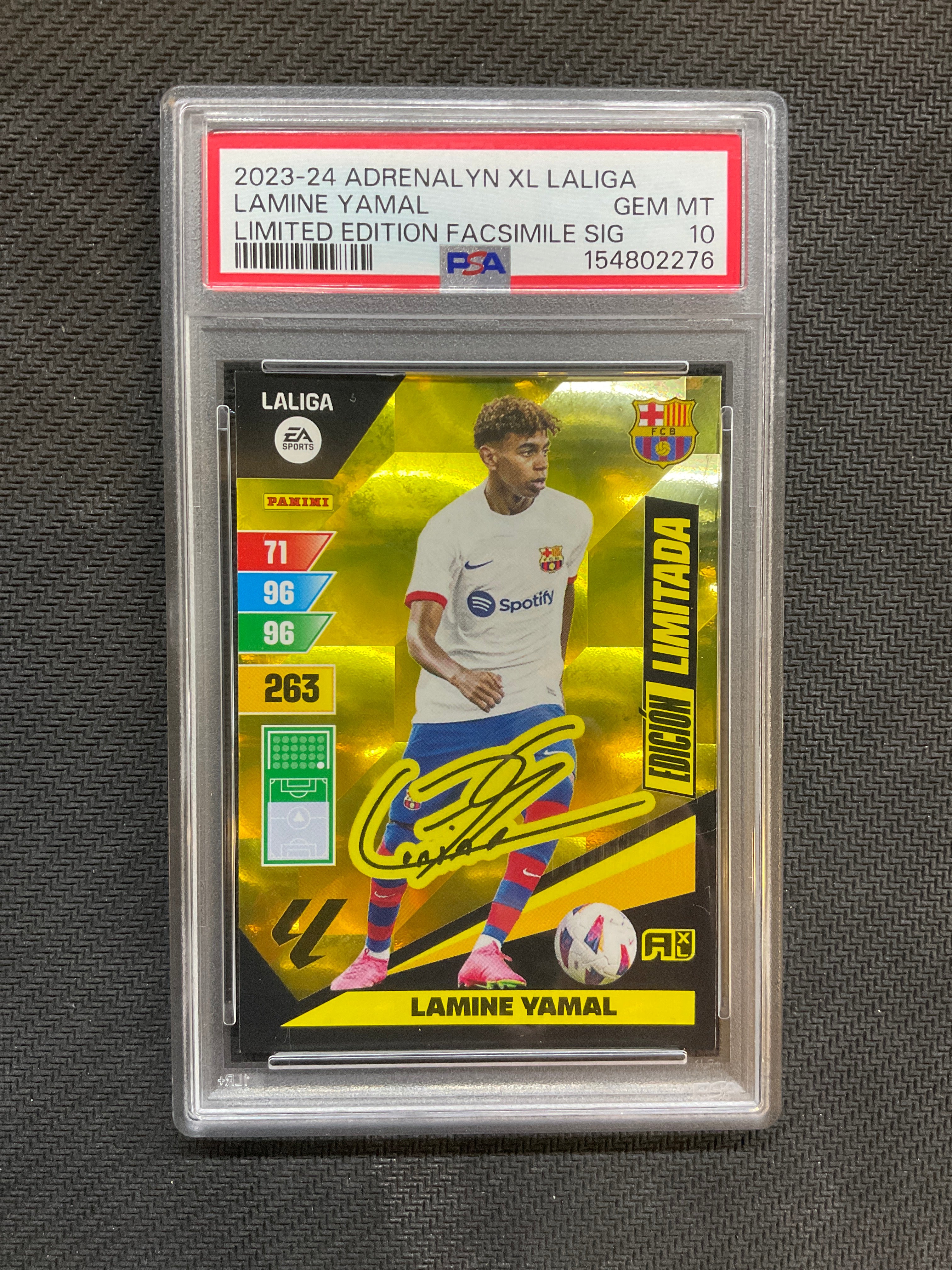 2023-24 Panini Adrenalyn XL Laliga LaMine Yamal Rookie Limited Facesmile Signature PSA 10 276
