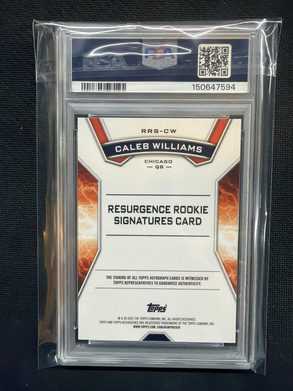 2024 Topps Resurgence Caleb Williams Rookie Auto Refractor PSA 10 Bears 594