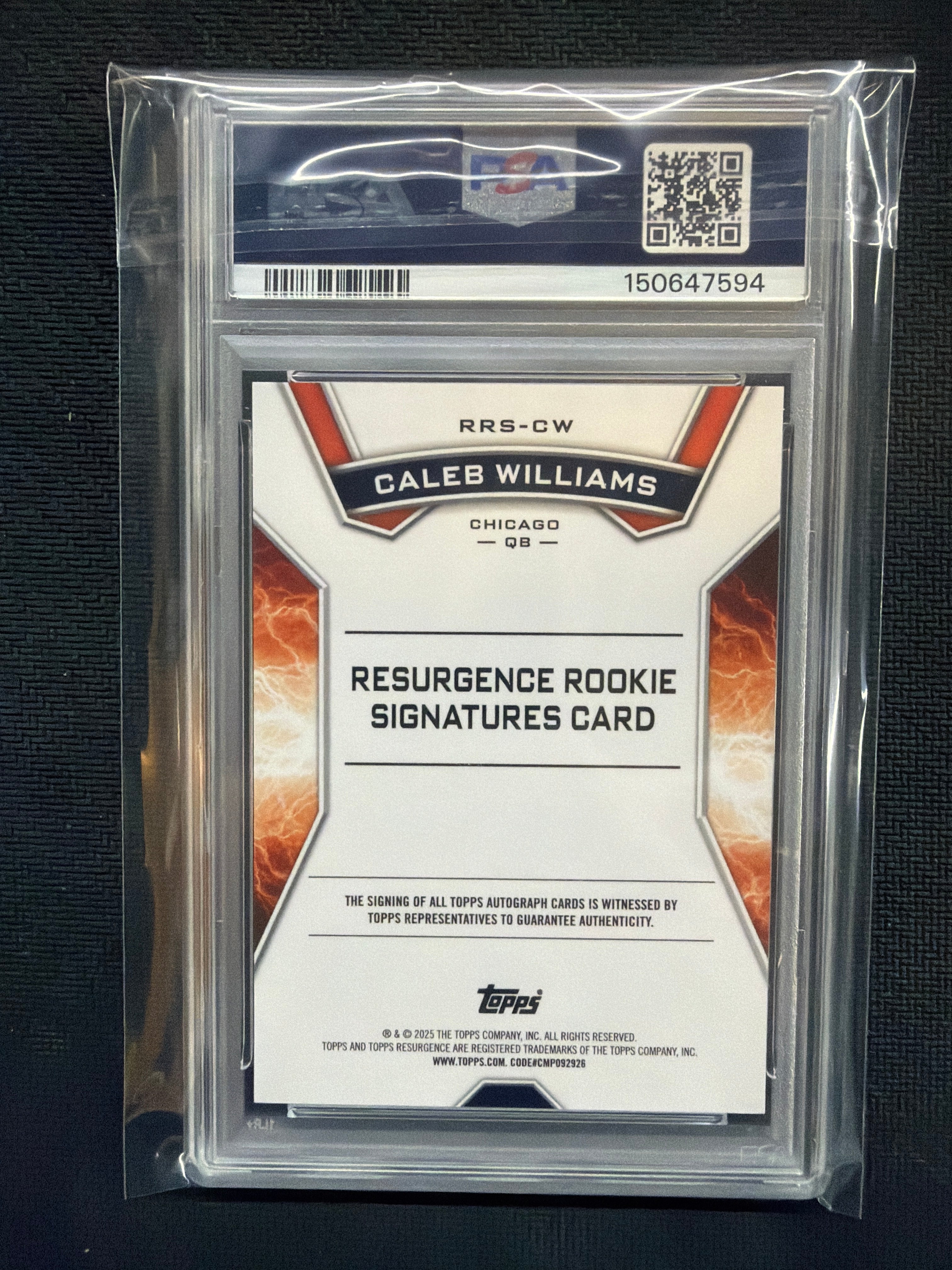 2024 Topps Resurgence Caleb Williams Rookie Auto Refractor PSA 10 Bears 594