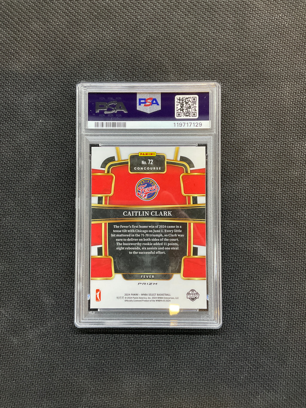 2024 Select WNBA Caitlin Clark Red Ice Rookie PSA 10 Fever