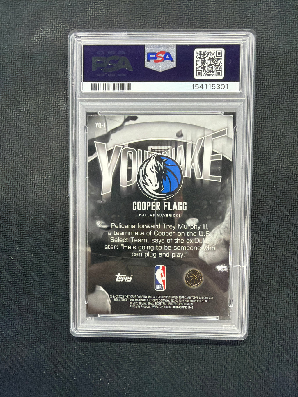 2025 Topps Chrome Cooper Flagg Youthquake Rookie PSA 8 Mavericks
