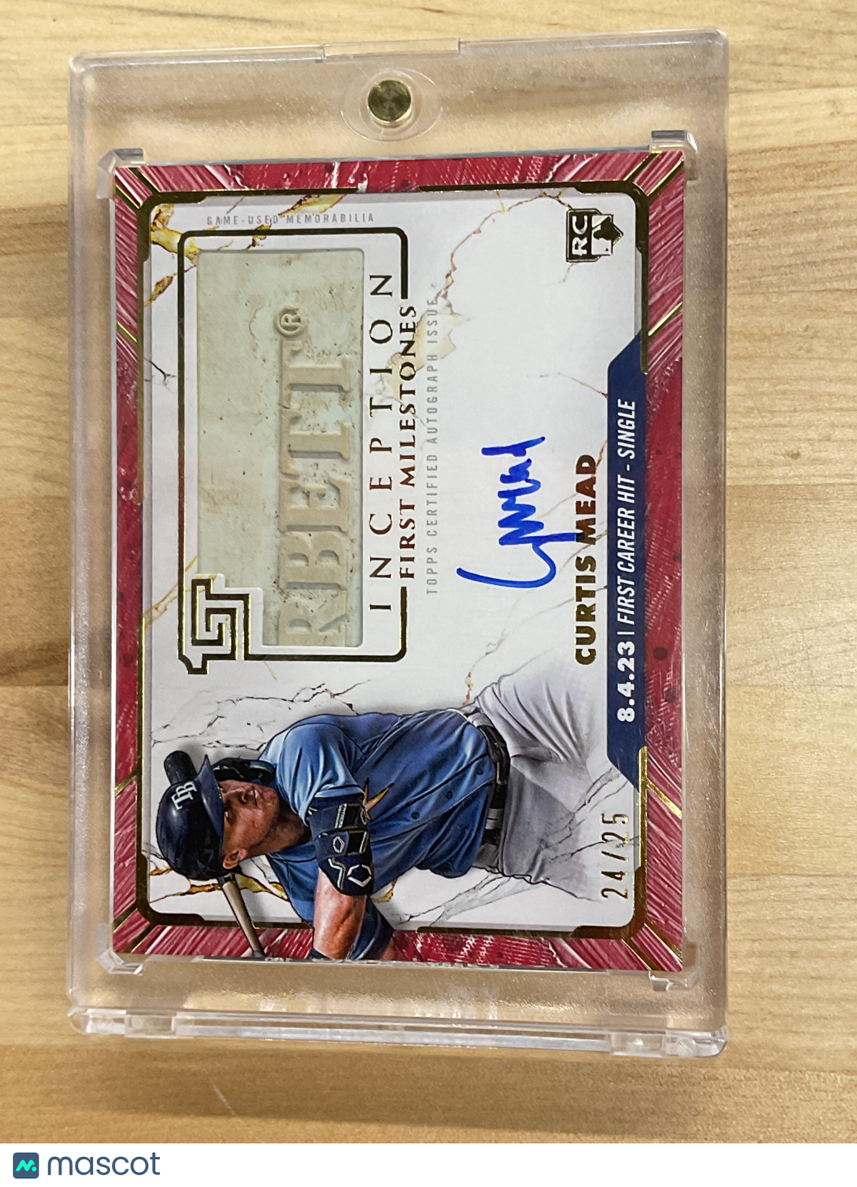 2024 Topps Inception Curtis Mead First Career Hit Patch Auto /25