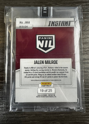 2024 Panini Instant Jalen Milroe Green Auto /25