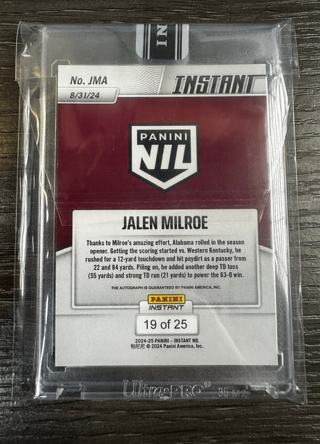 2024 Panini Instant Jalen Milroe Green Auto /25