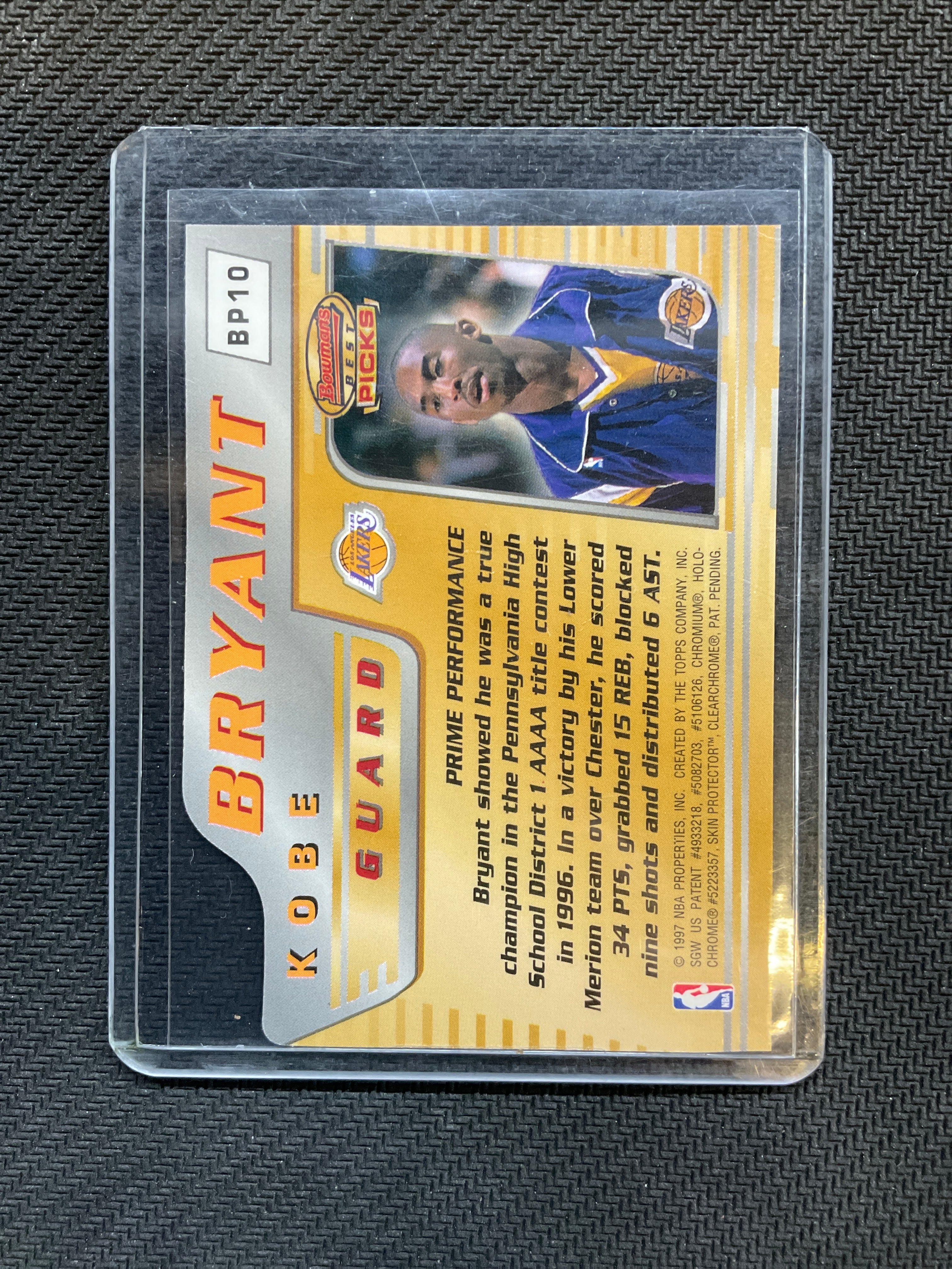 1997 Bowman's Best Picks Kobe Bryant #BP10 Lakers