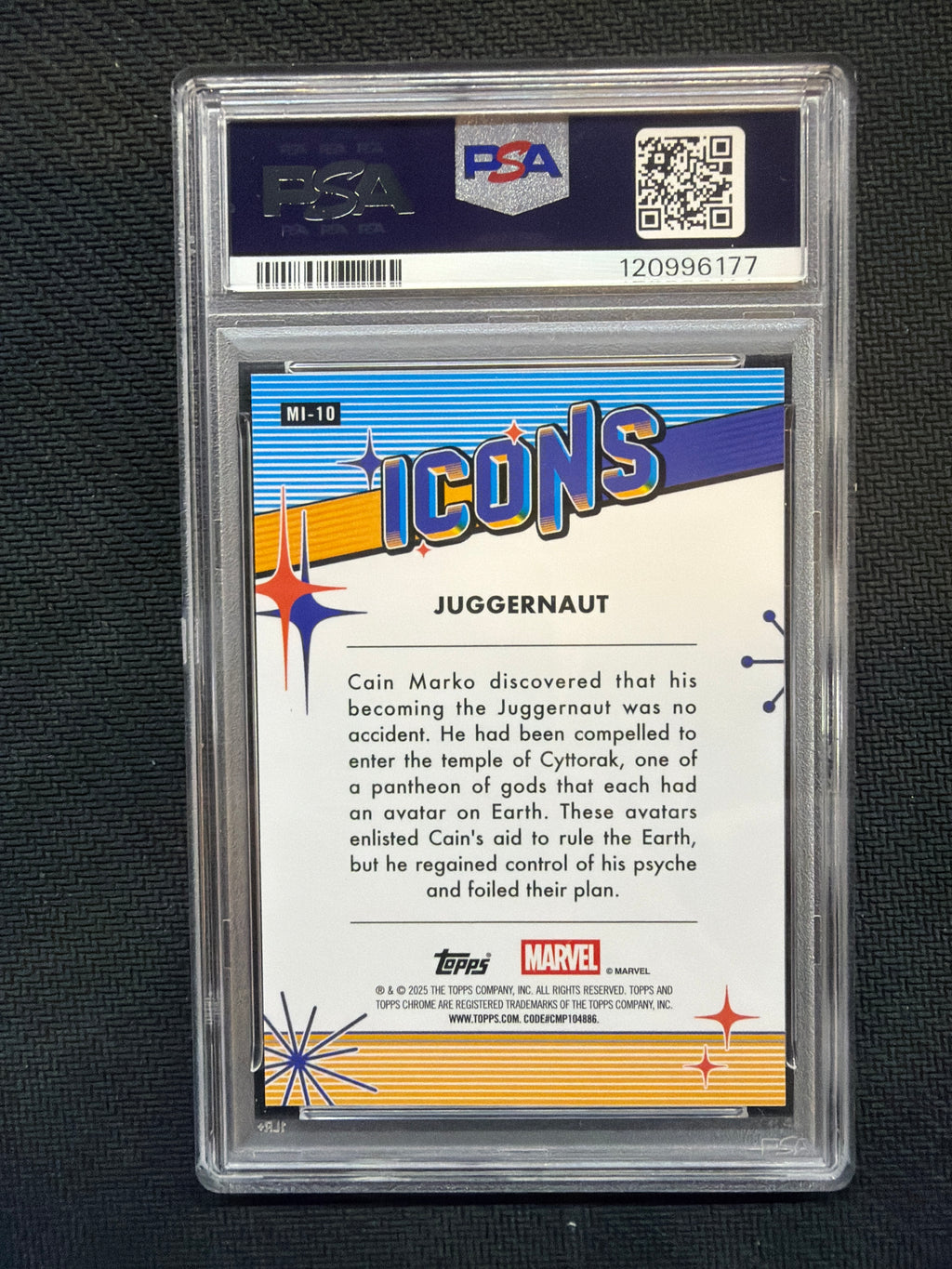 2025 Topps Chrome Marvel Juggernaut Icons PSA 9 177