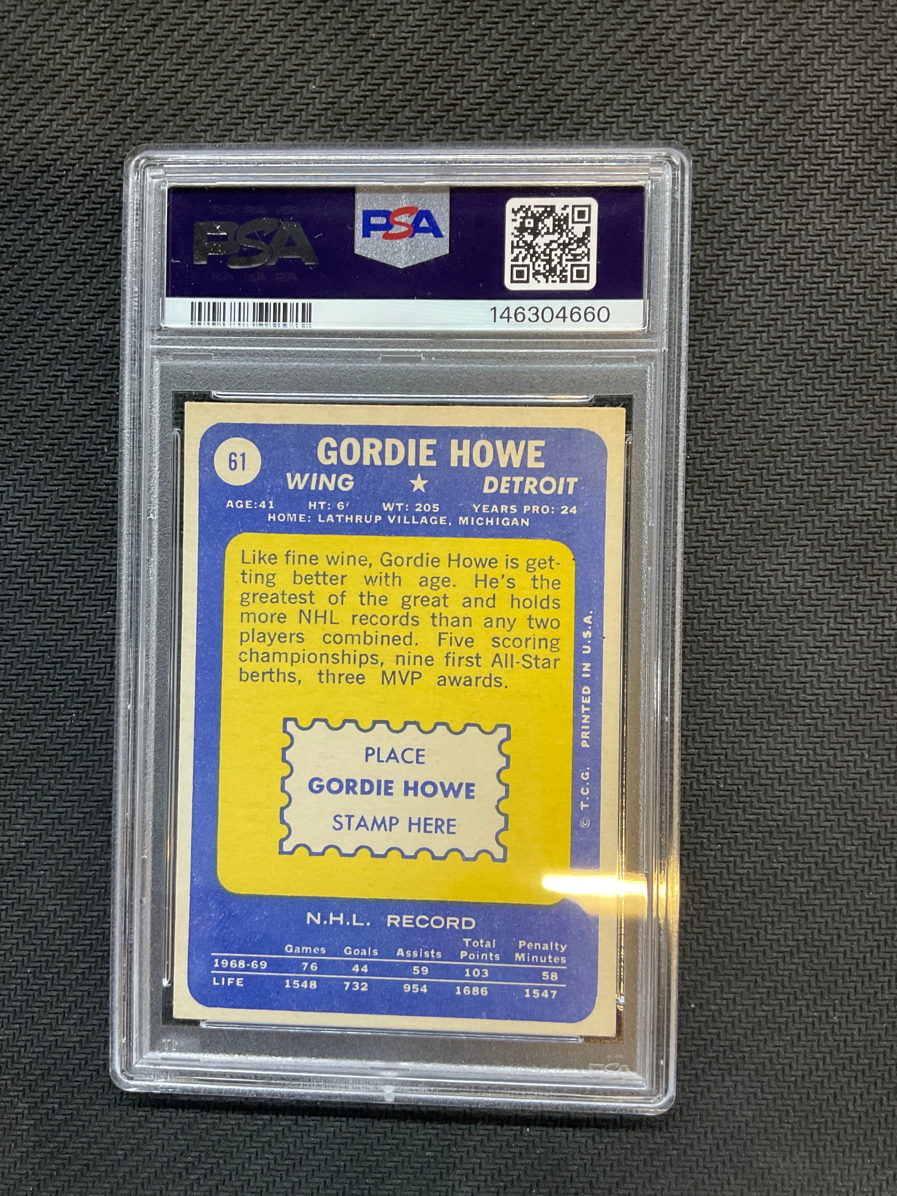 1969 Topps Gordie Howe #61 PSA 4 Red Wings