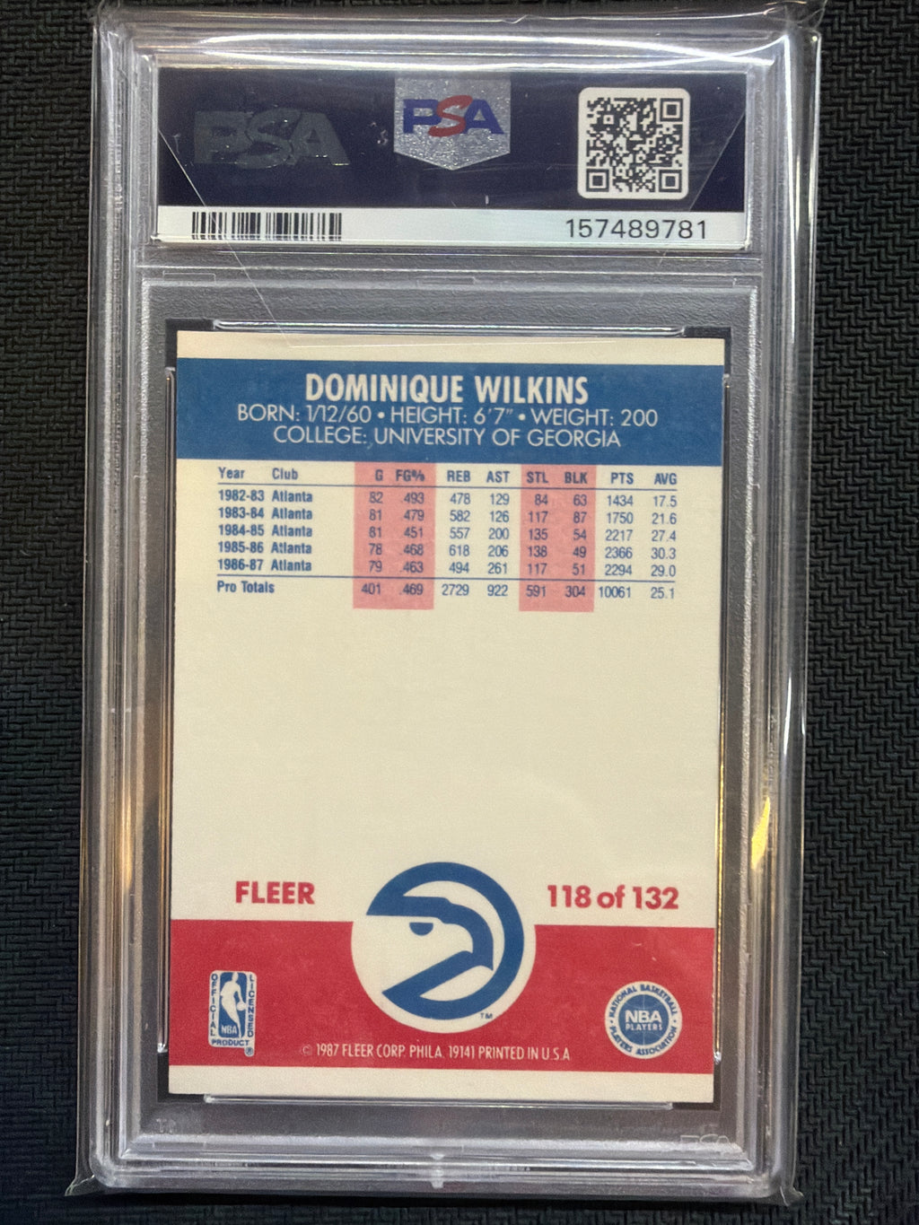 1987 Fleer Dominique Wilkins #118 PSA 9 Hawks