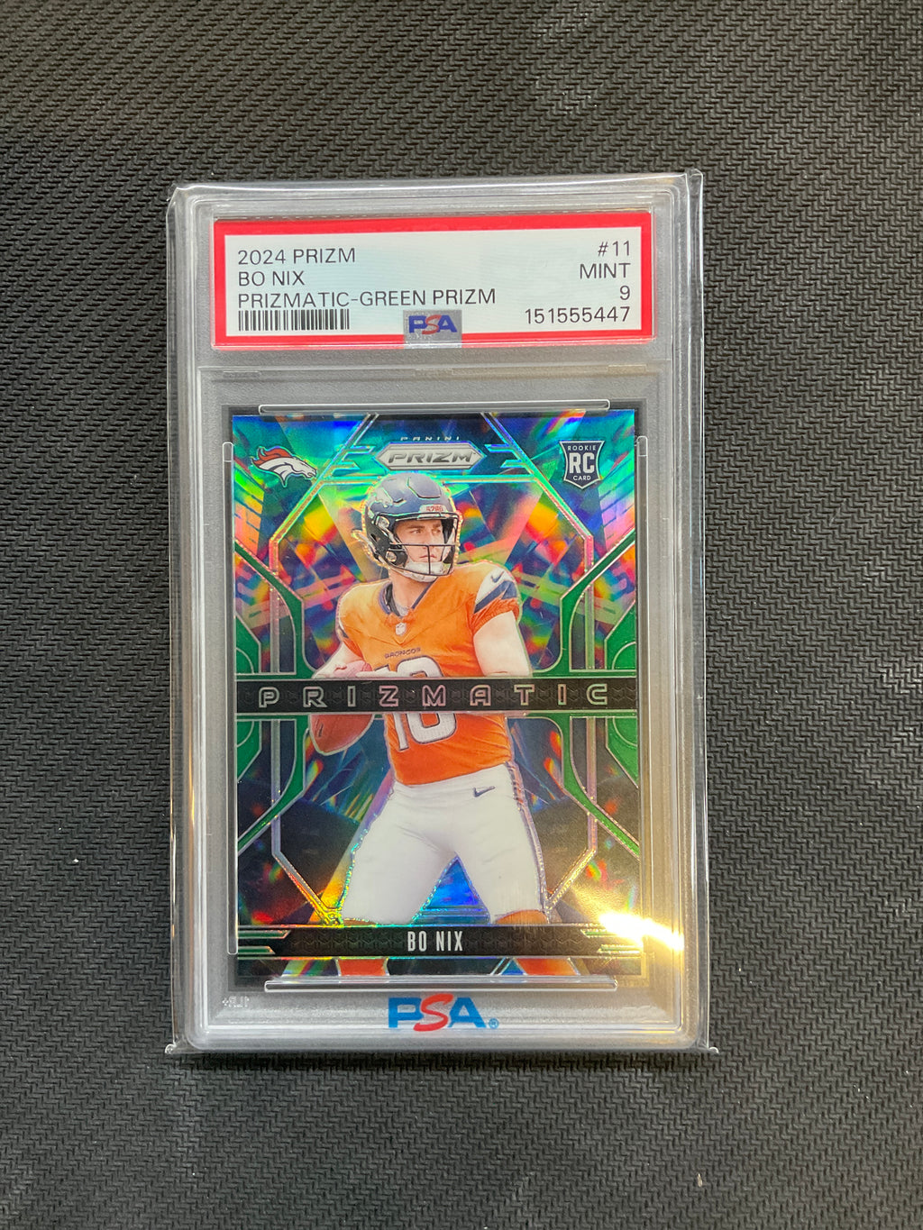 2024 Prizm Bo Nix Prizmatic Green Rookie PSA 9