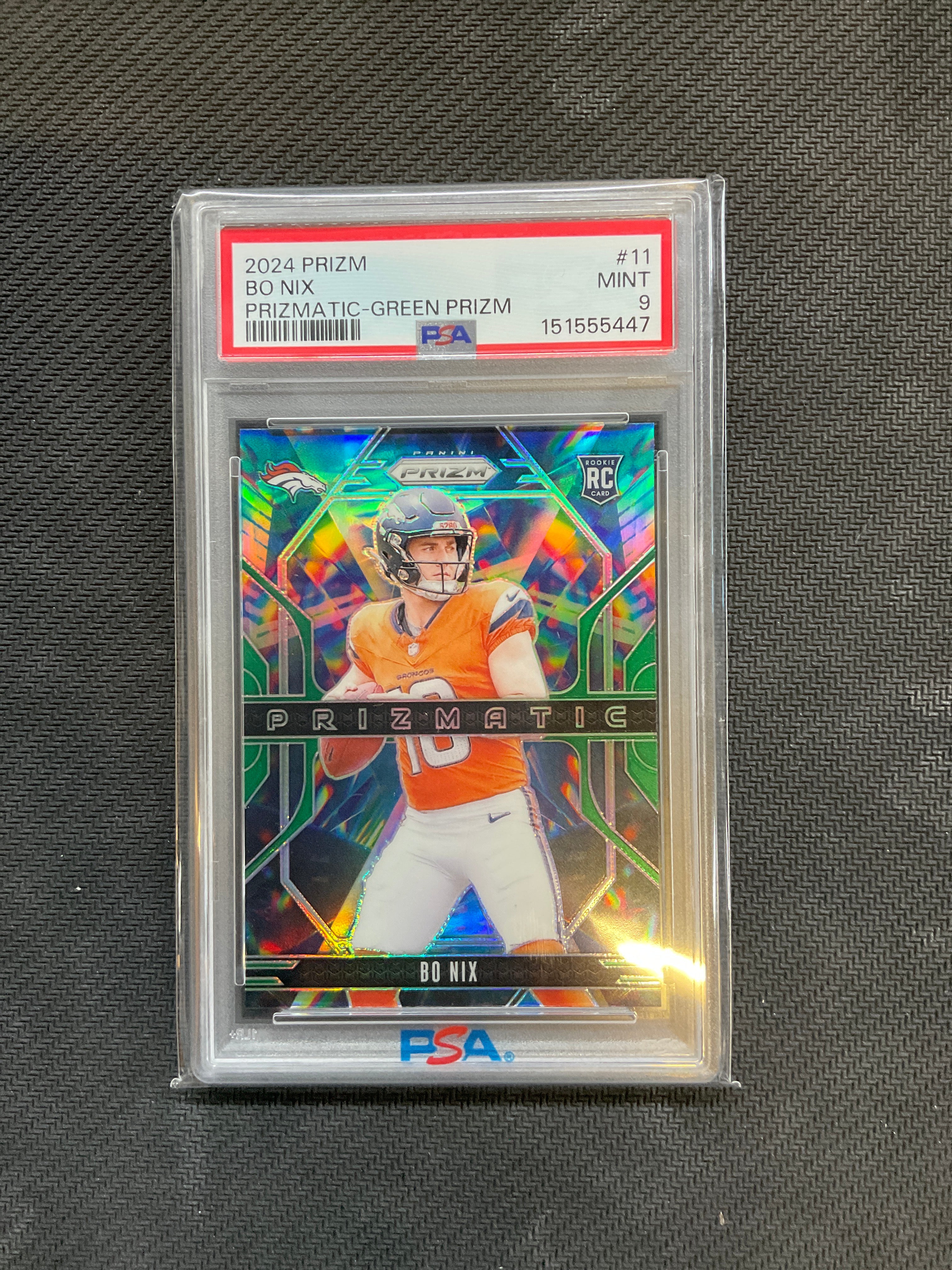2024 Prizm Bo Nix Prizmatic Green Rookie PSA 9
