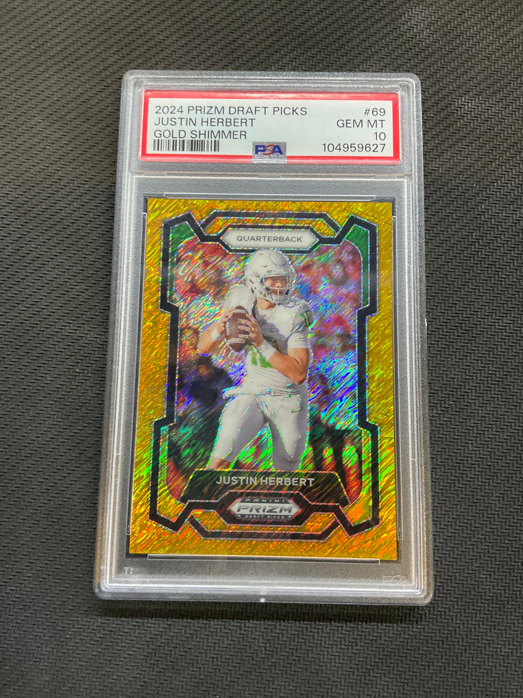 2024 Prizm Draft Picks Justin Herbert Gold Shimmer /10 PSA 10 Oregon