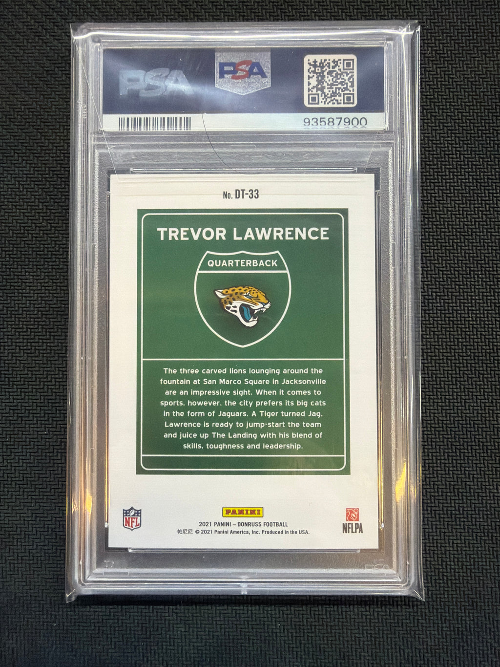 2021 PANINI DONRUSS DOWNTOWN DT-33 TREVOR LAWRENCE PSA 10 ROOKIE