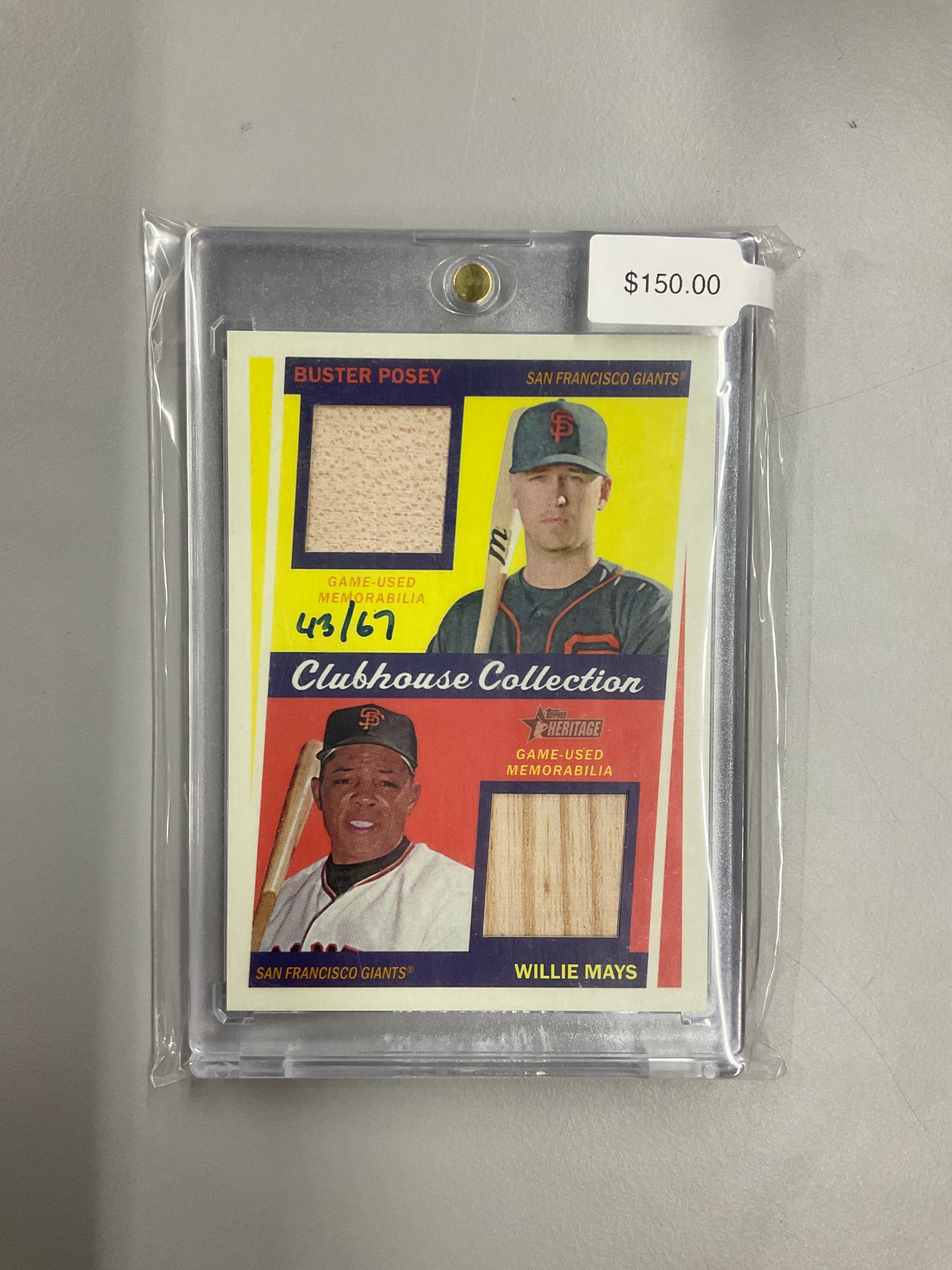 2016 Topps Heritage Willie Mays Buster Posey Bat Patch Relic /67
