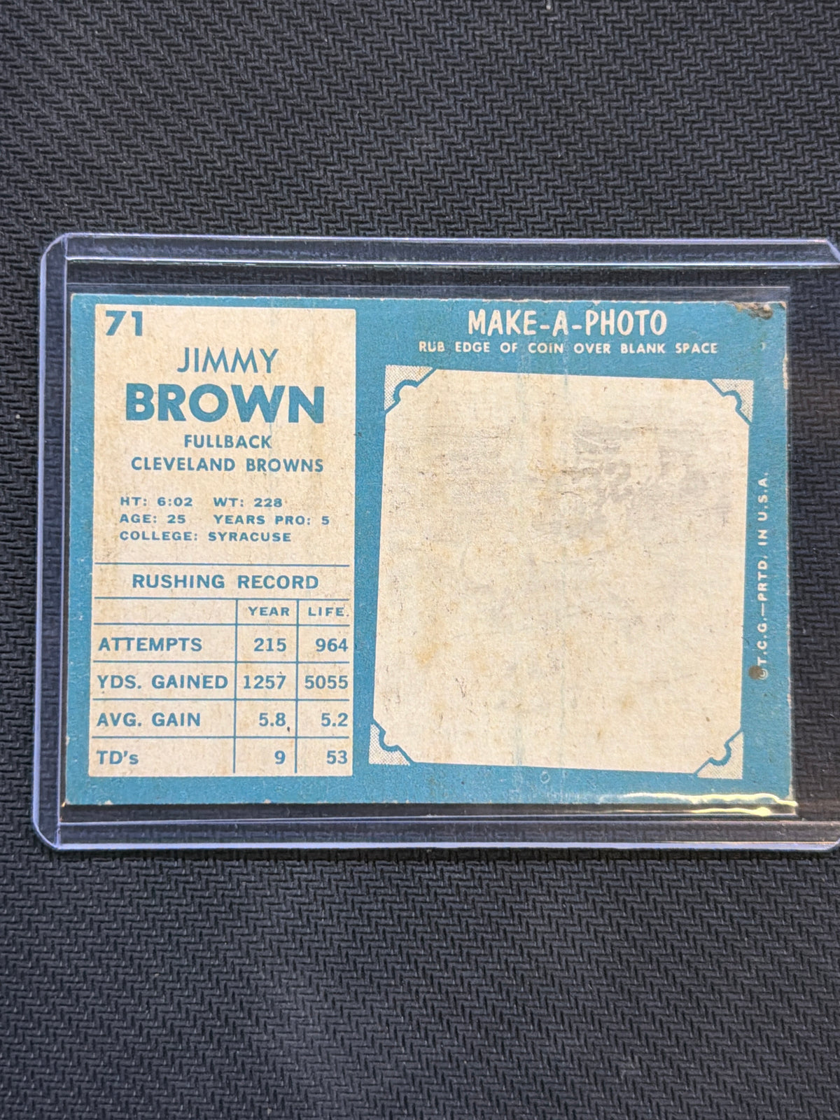 1961 Topps Jim Brown #71 Browns