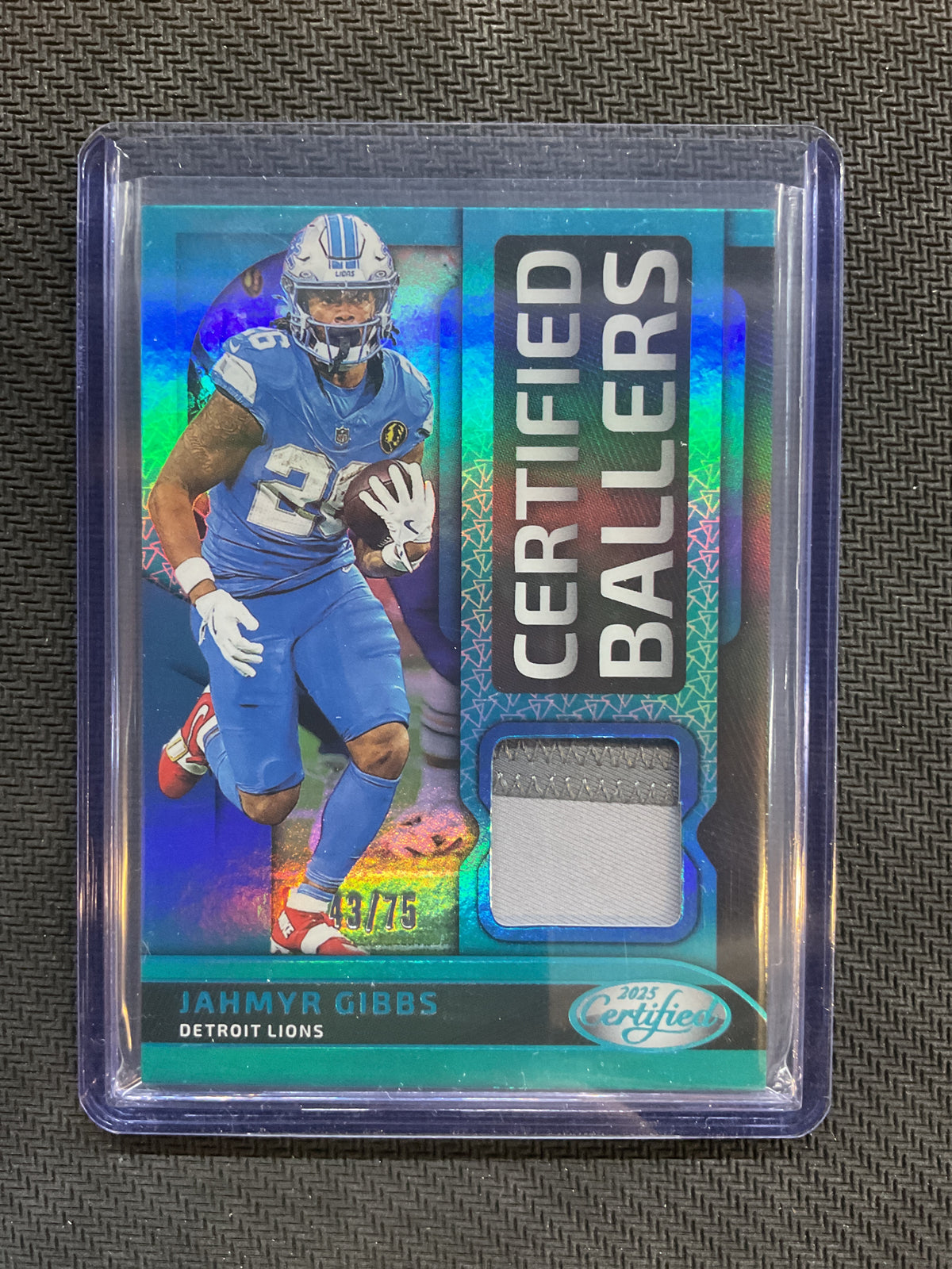 2025 Certified Jahmyr Gibbs Certified Ballers Patch /75 Lions