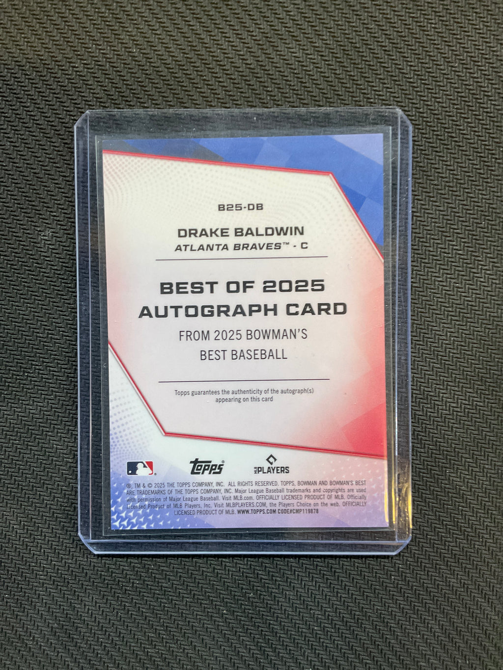 2025 Bowman's Best Drake Baldwin Rookie Auto /50 Gold Speckle Braves