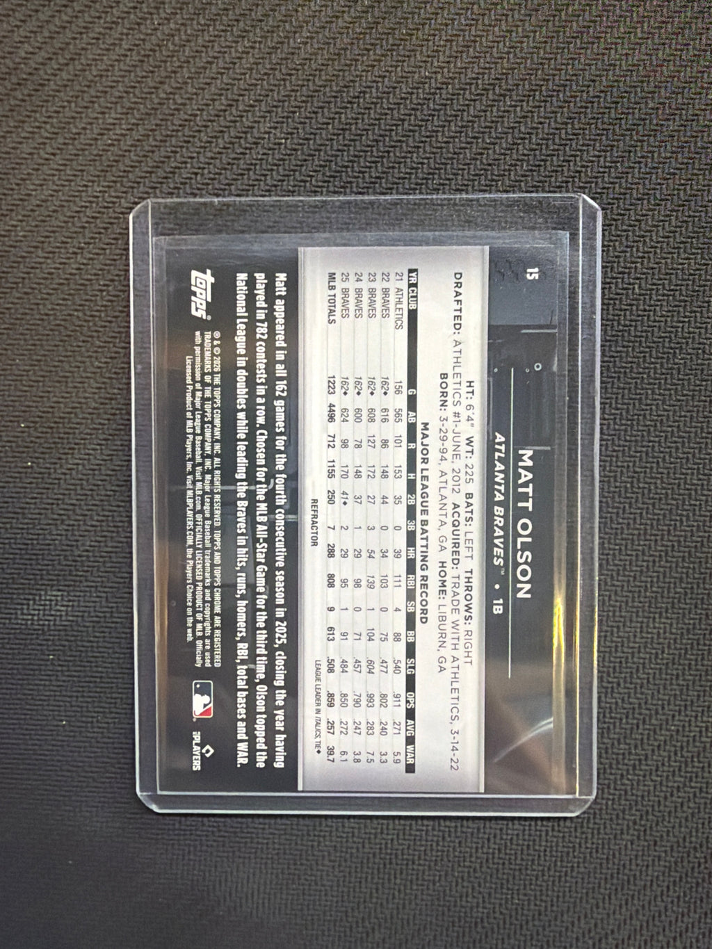 2026 Topps Chrome Black Matt Olson /199 Braves