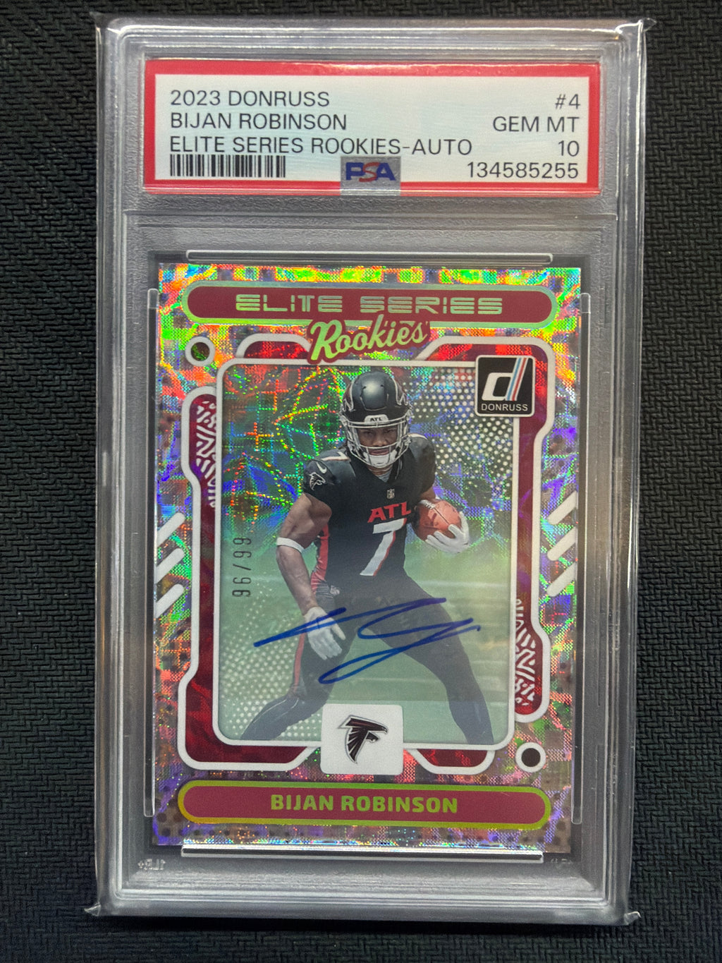 2023 Donruss Bijan Robinson Rookie Auto Elite Series Auto /99 PSA 10 Falcons 255