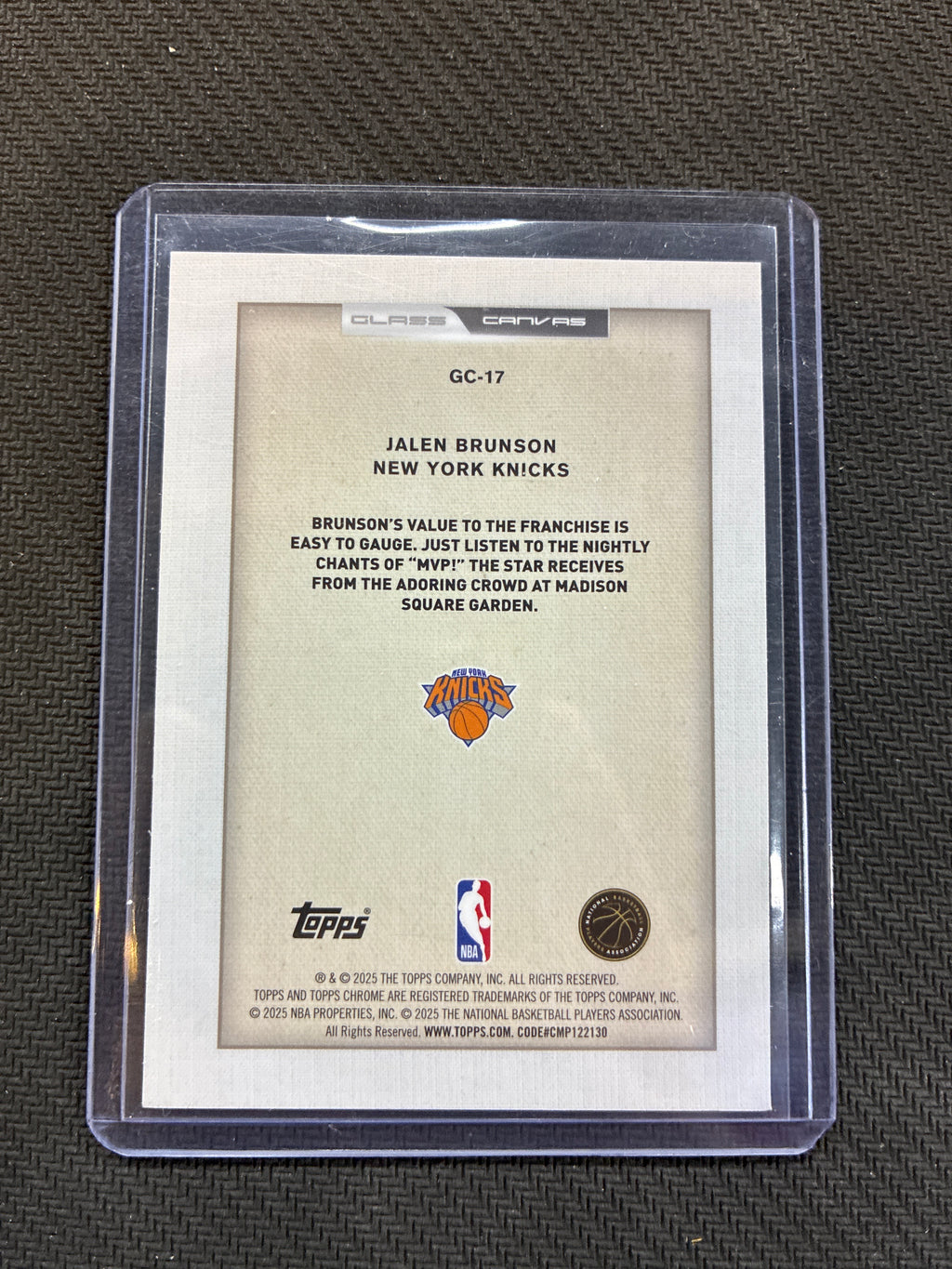 2025 Topps Chrome NBA Jalen Brunson Glass Canvas Case Hit Knicks