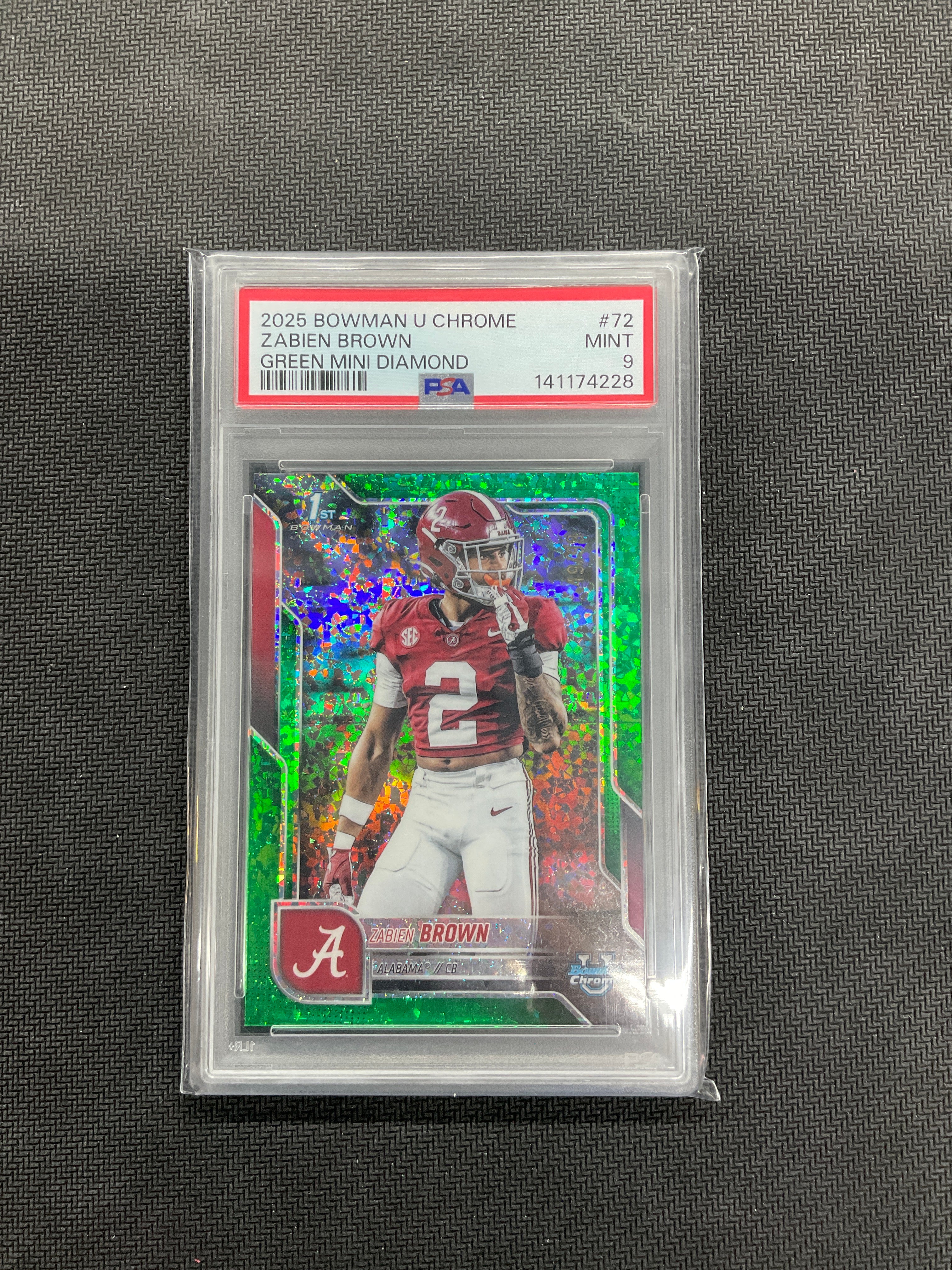 2025 Bowman U Chrome Zabien Brown Green Mini /99 PSA 10 Alabama