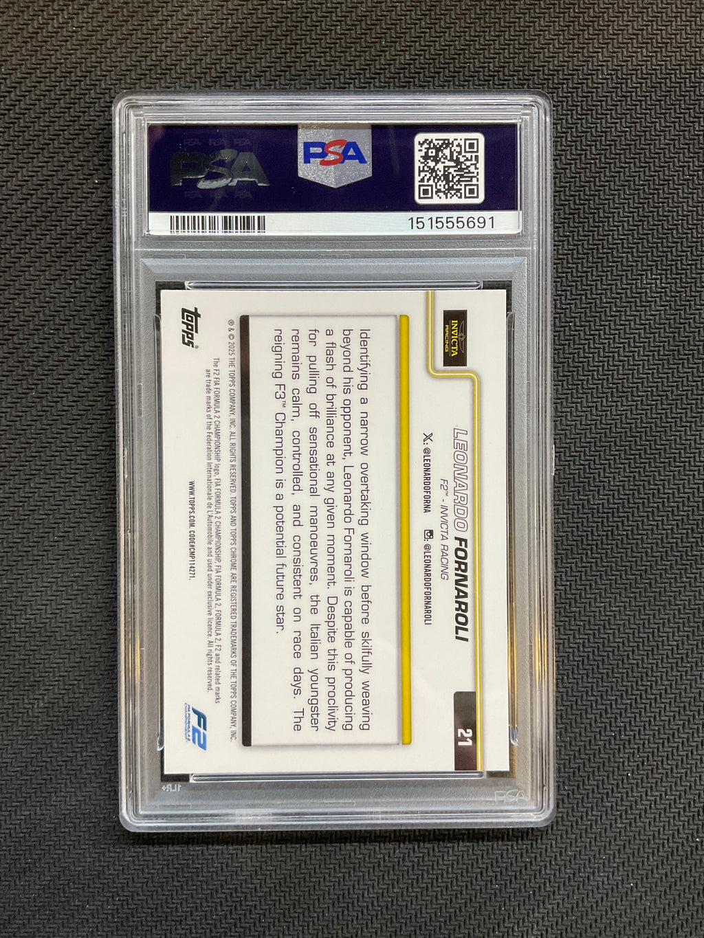 2025 Topps Chrome F1 Leonardo Fornaroli #21 Rookie PSA 8