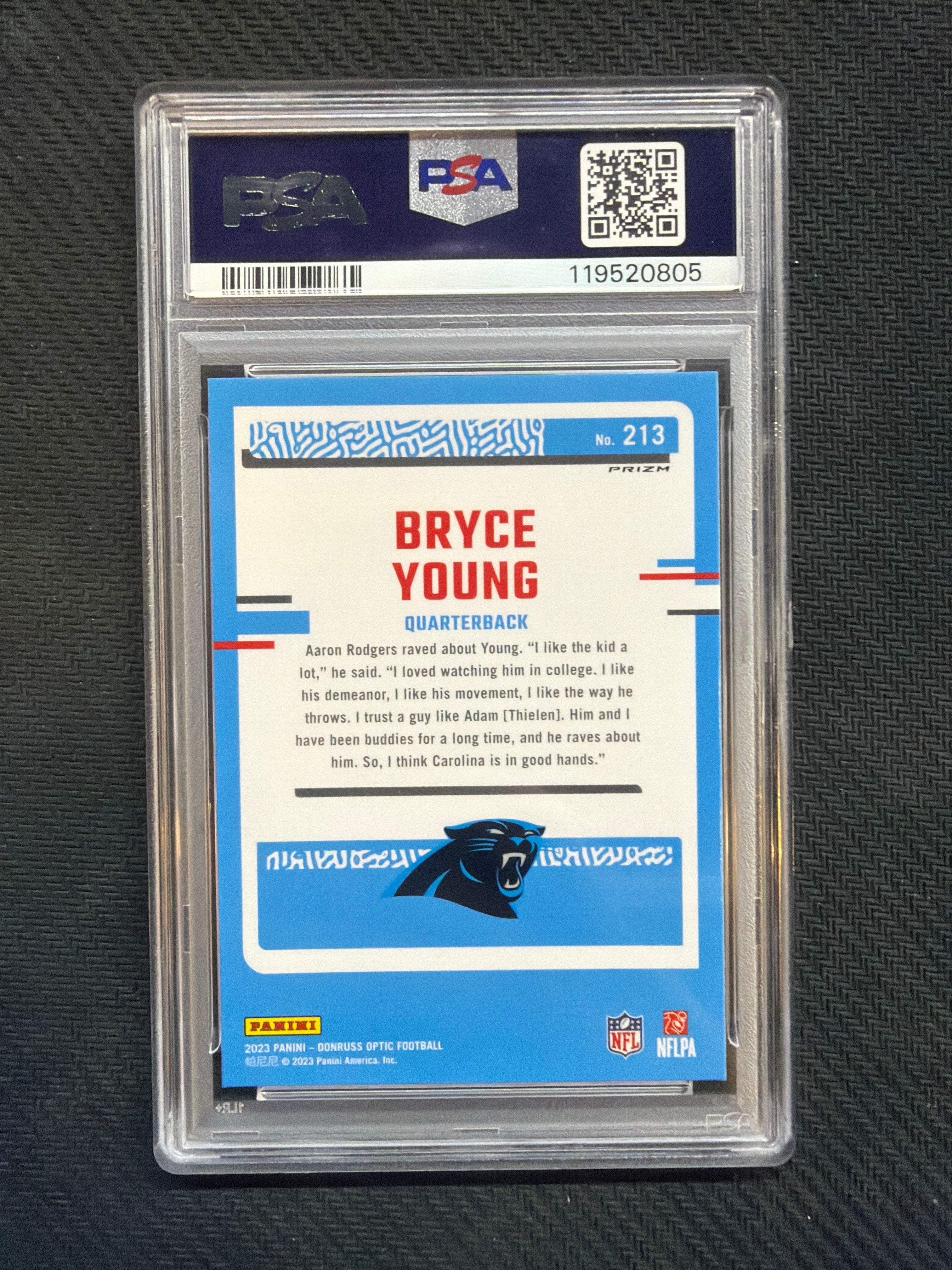 2023 Donruss Optic Bryce Young Pink Rookie PSA 10 Panthers