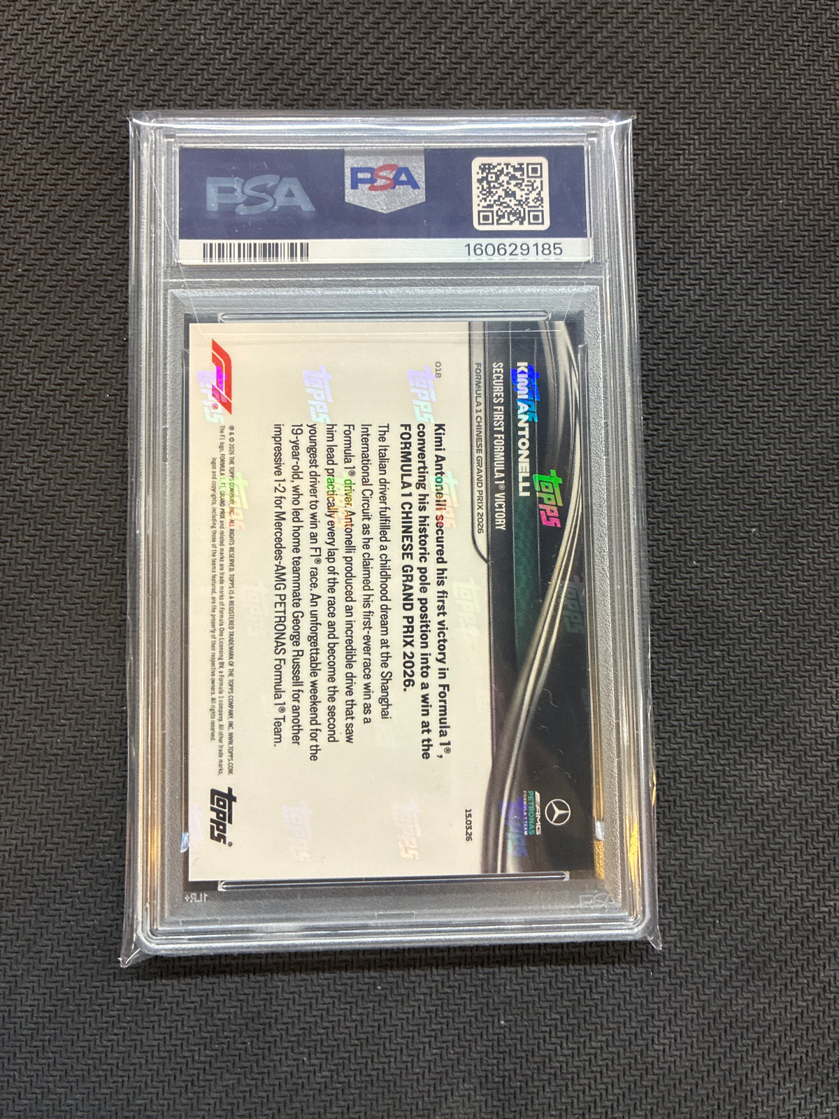 2026 Topps Now Formula 1 Kimi Antonelli #18 PSA 10 185