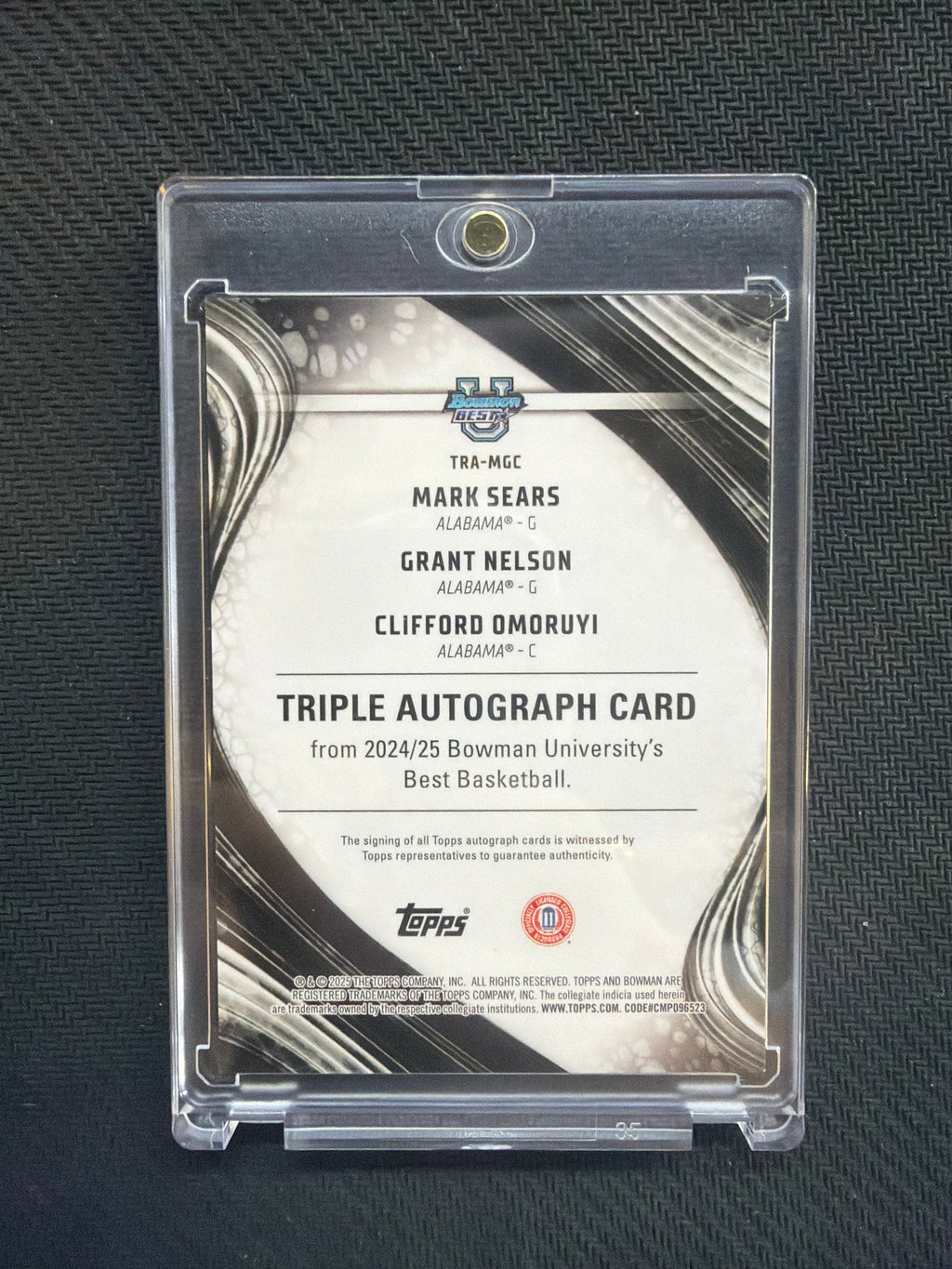 2025 Bowman U Best Mark Sears Grant Nelson Clifford Omoruyi Triple Auto /10 Alabama