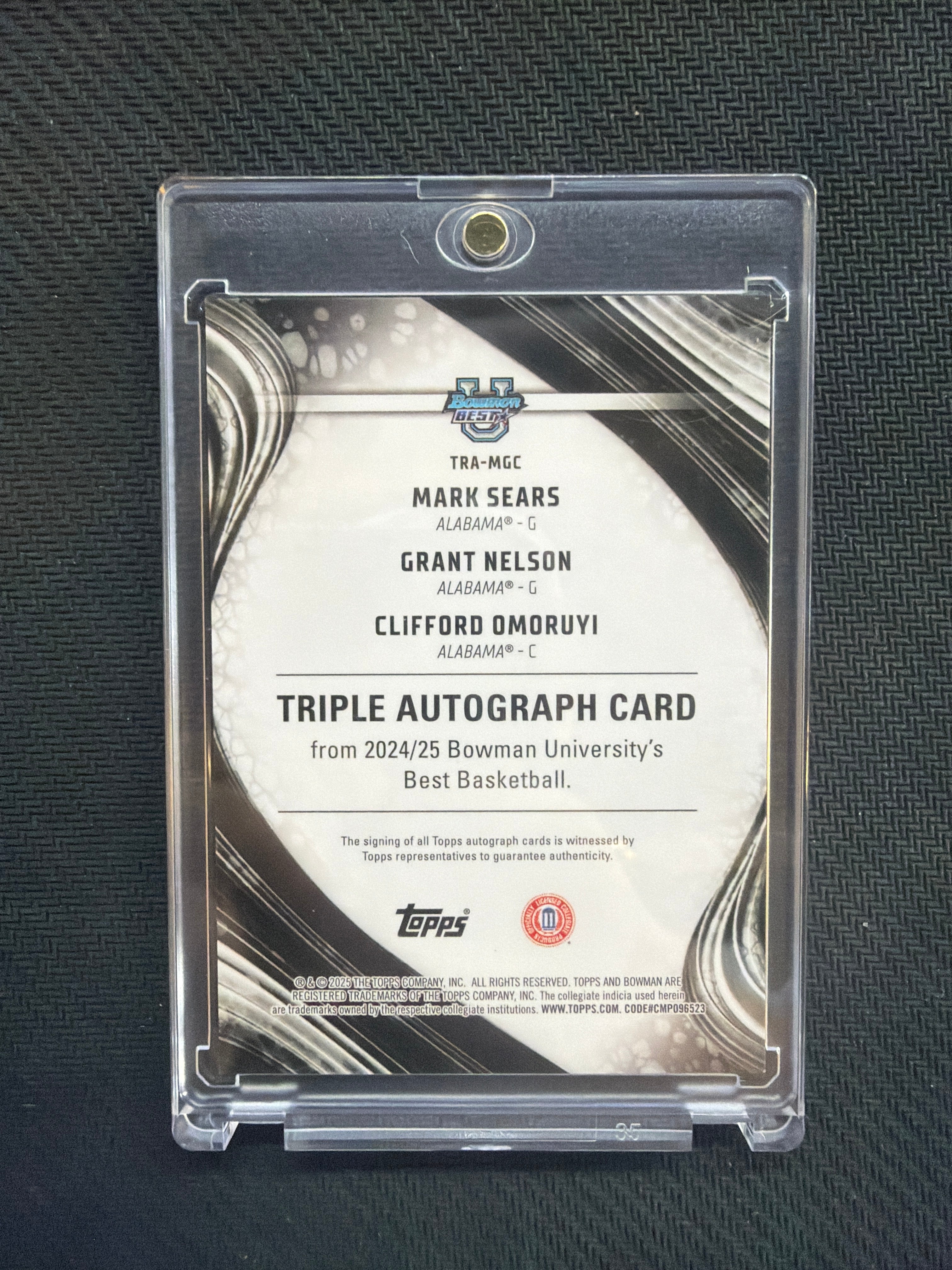 2025 Bowman U Best Mark Sears Grant Nelson Clifford Omoruyi Triple Auto /10 Alabama