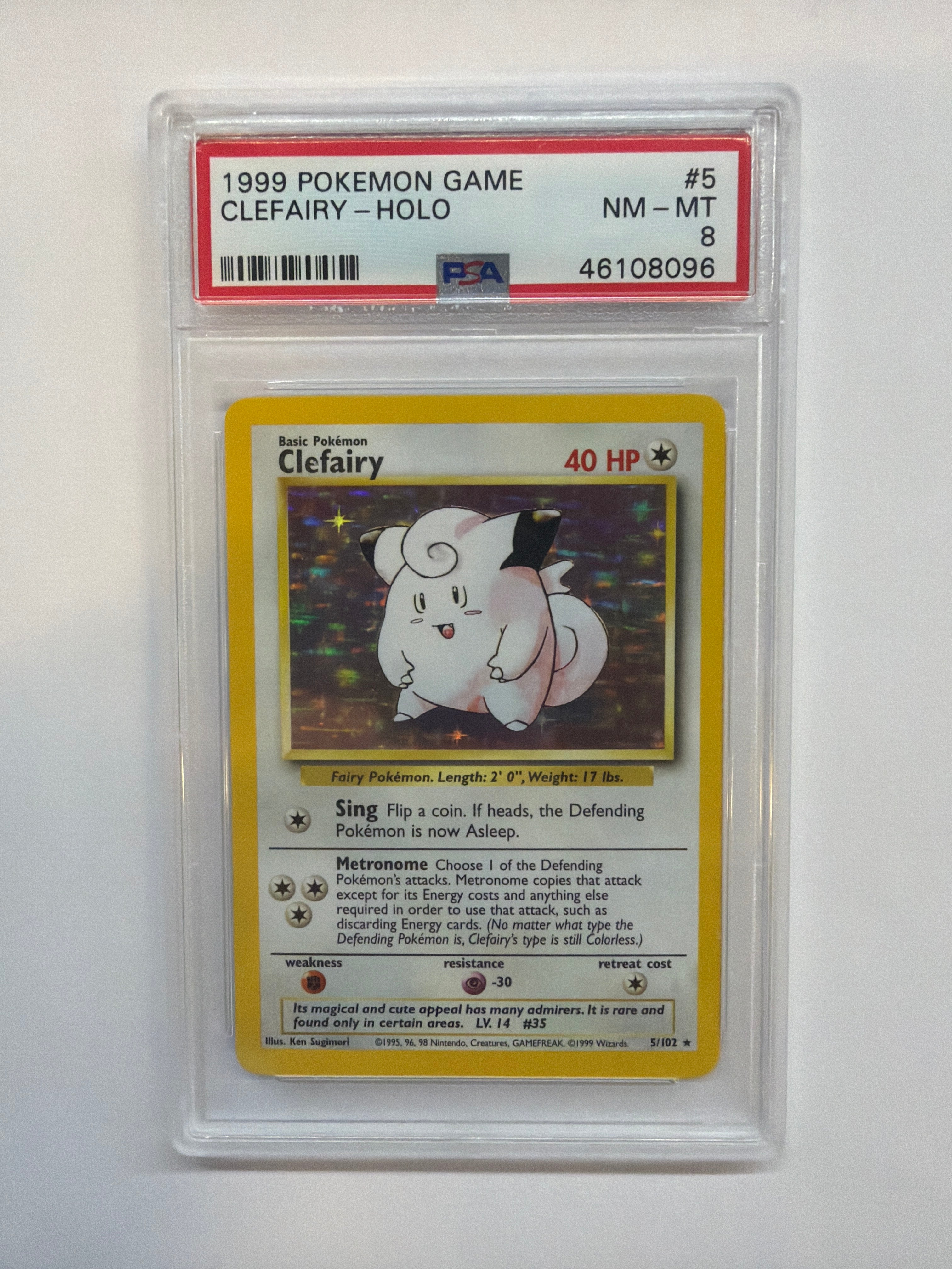 1999 Pokemon Base Set Clefairy Holo 5 PSA 8