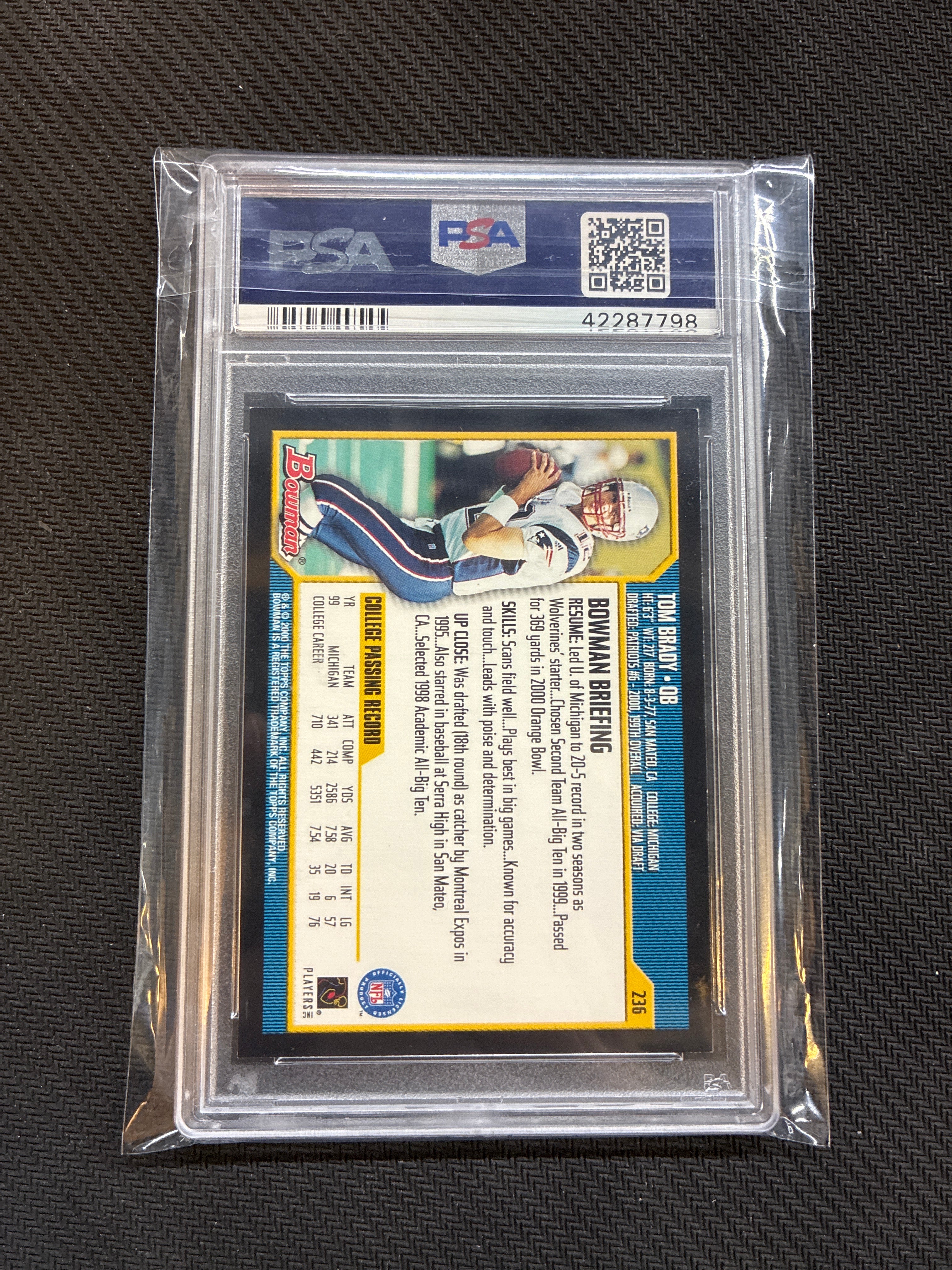 2000 Bowman Tom Brady Rookie PSA 8 Patriots