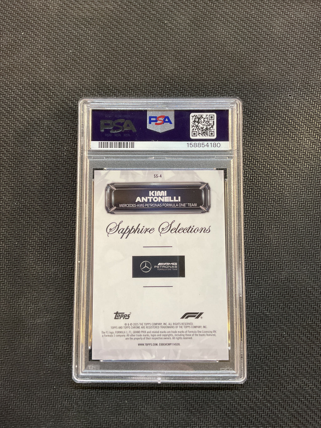 2025 Topps Chrome Sapphire F1 Kimi Antonelli Sapphire selections Rookie Case Hit PSA 10