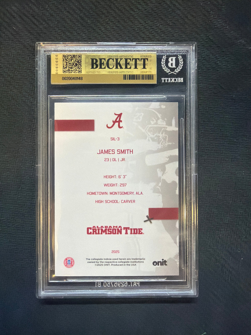 2025 Onit Alabama James Smith Silhouette BGS 9.5 Alabama