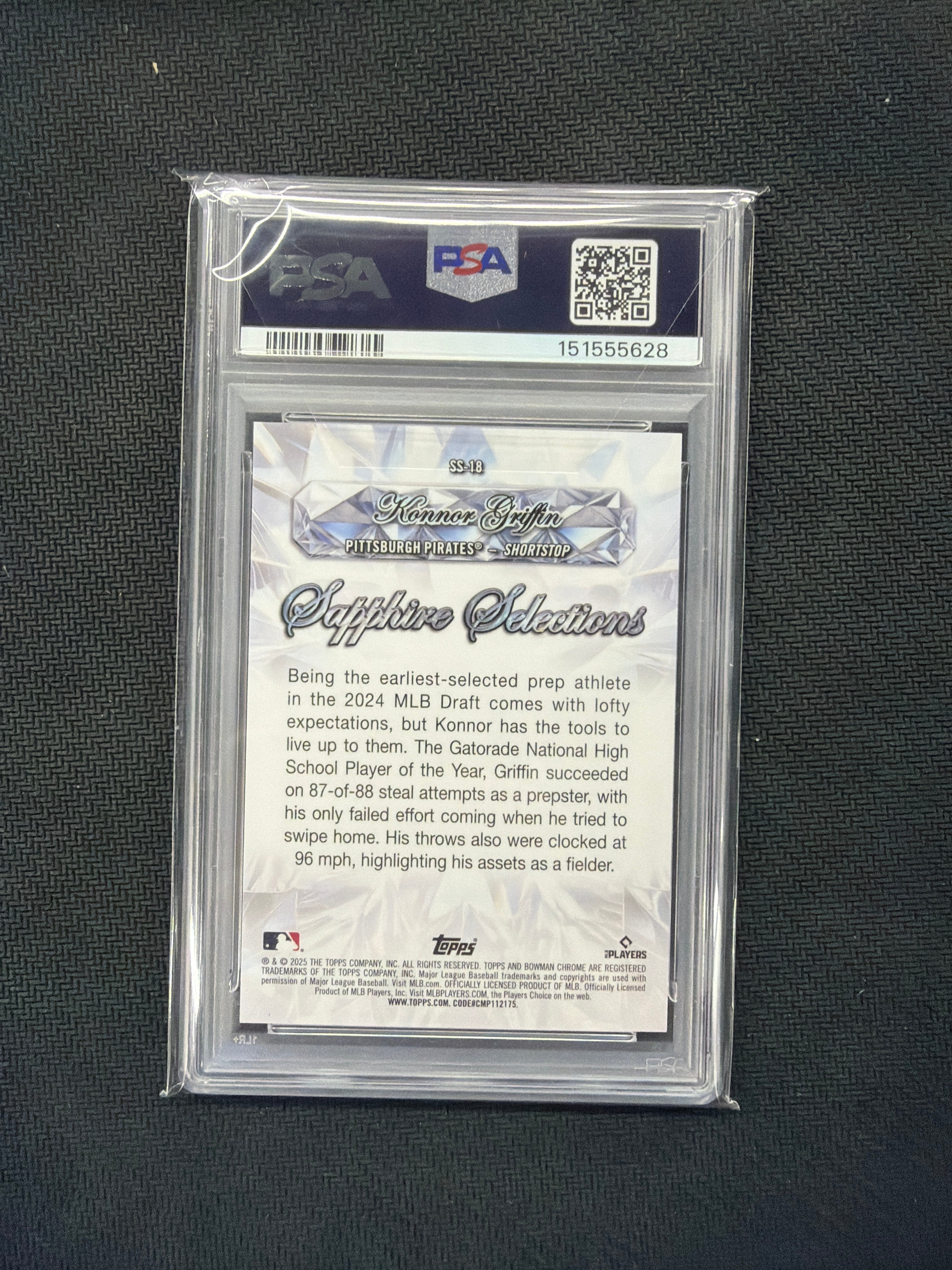 2025 Bowman Chrome Sapphire Konnor Griffin Sapphire Selections Gold /50 PSA 10