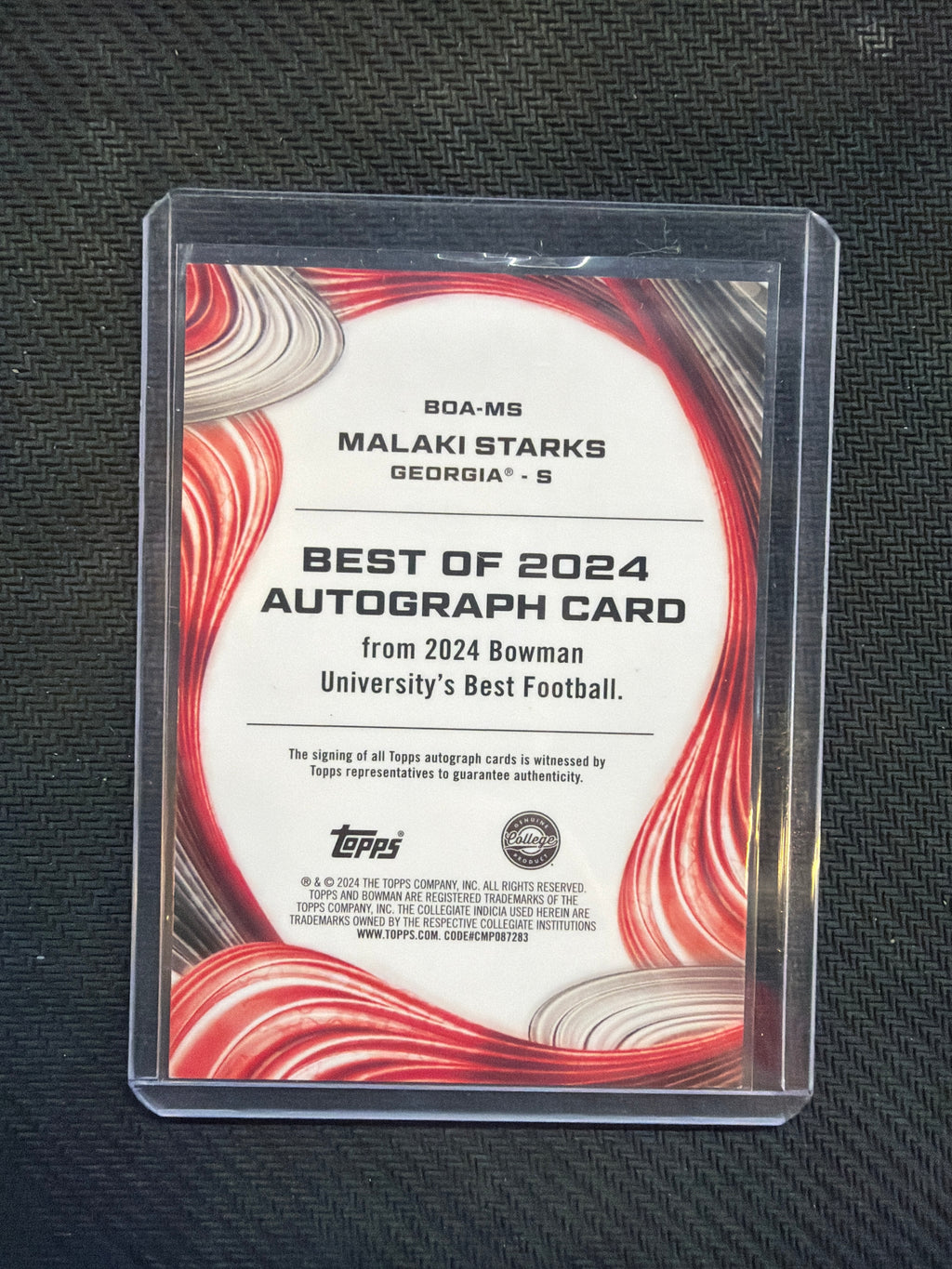 2024 Bowman Best Malaki Starls Auto Pink Lava /100 Georgia