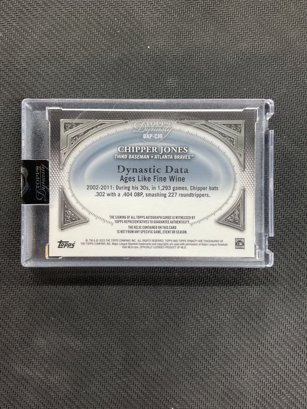 2024 Topps Dynasty Chipper Jones Patch Auto /10 Braves