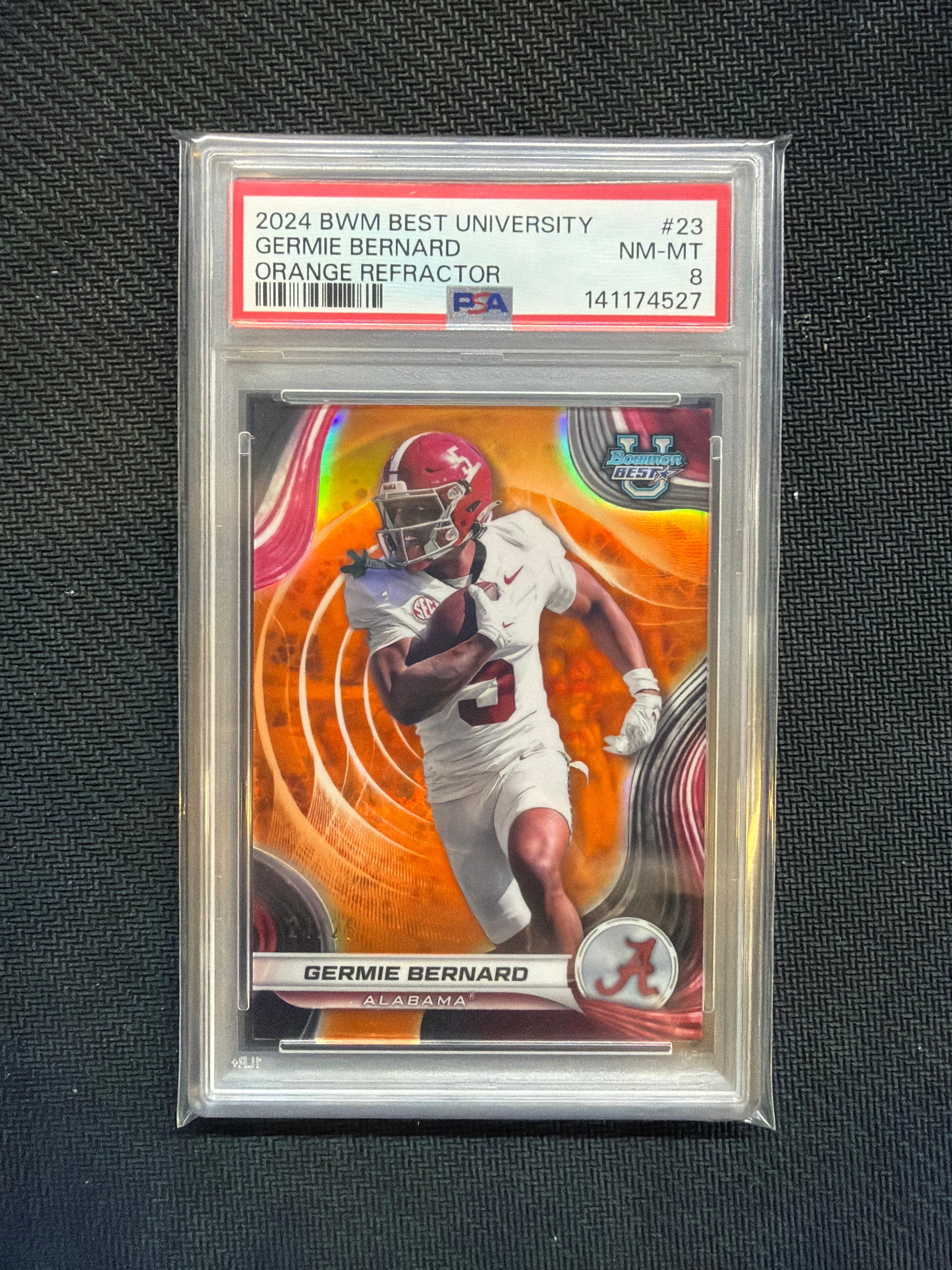 2025 Bowman U Best Germie Bernard Orange /25 PSA 8 Alabama