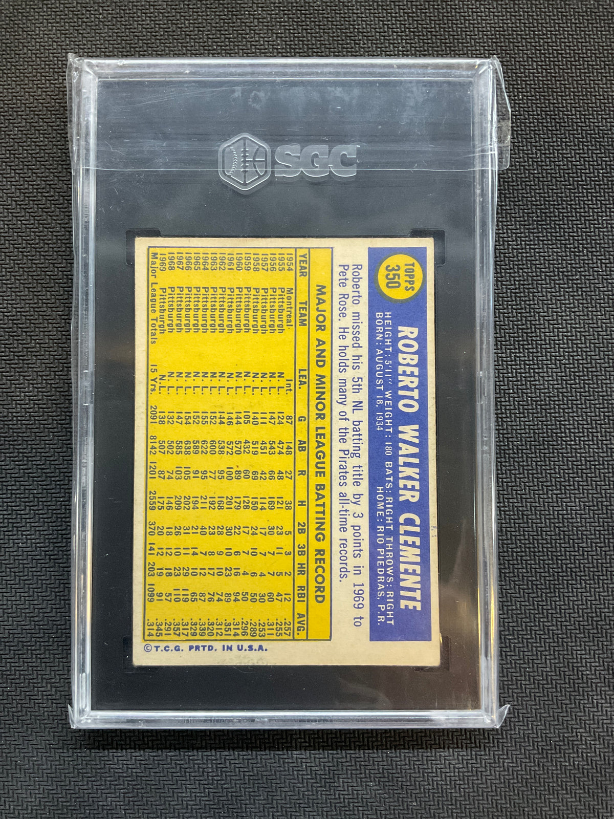 1970 Topps #350 Roberto Clemente SGC 4.5 Pirates