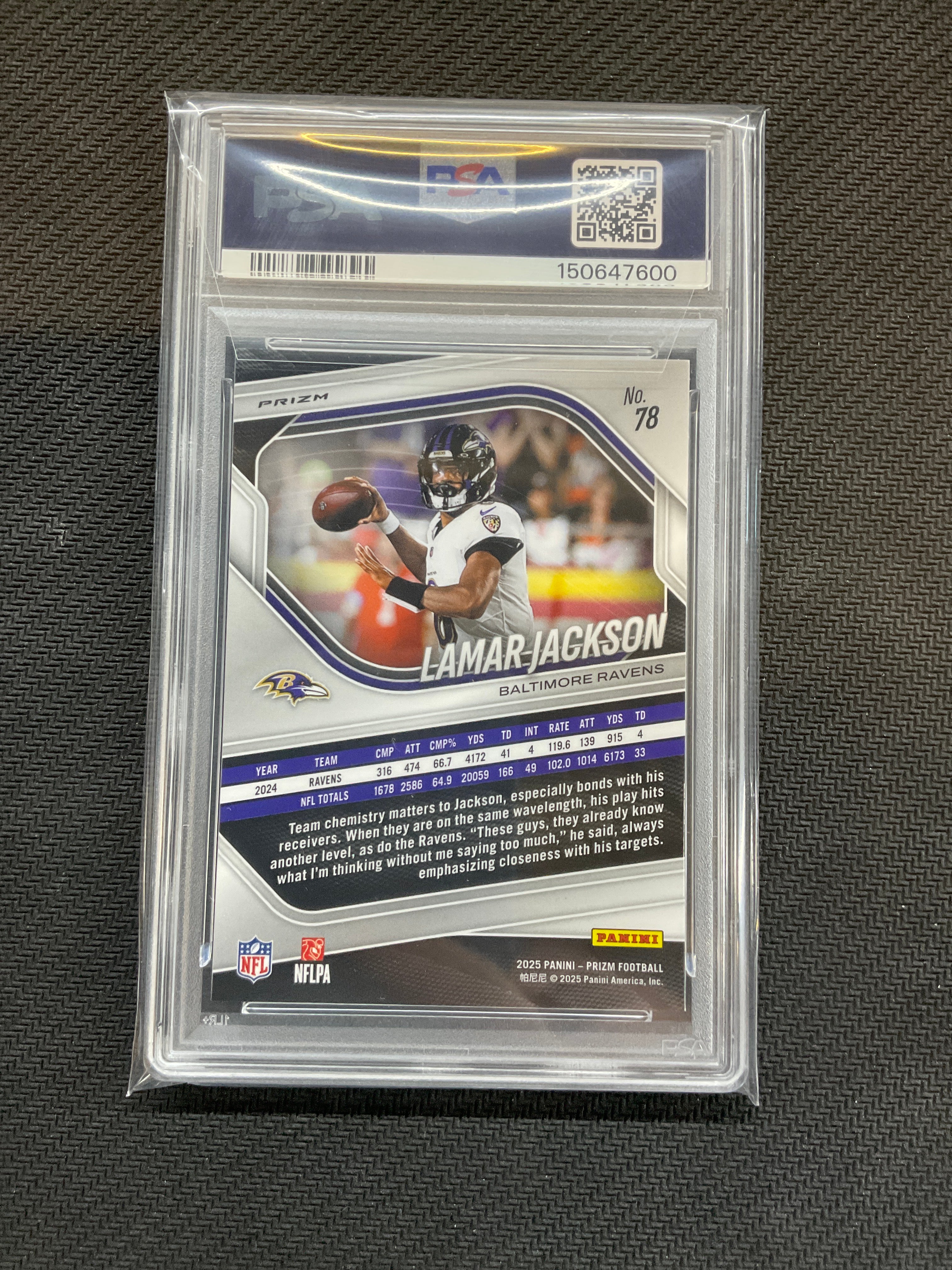 2025 Prizm Lamar Jackson White Disco PSA 9 Ravens