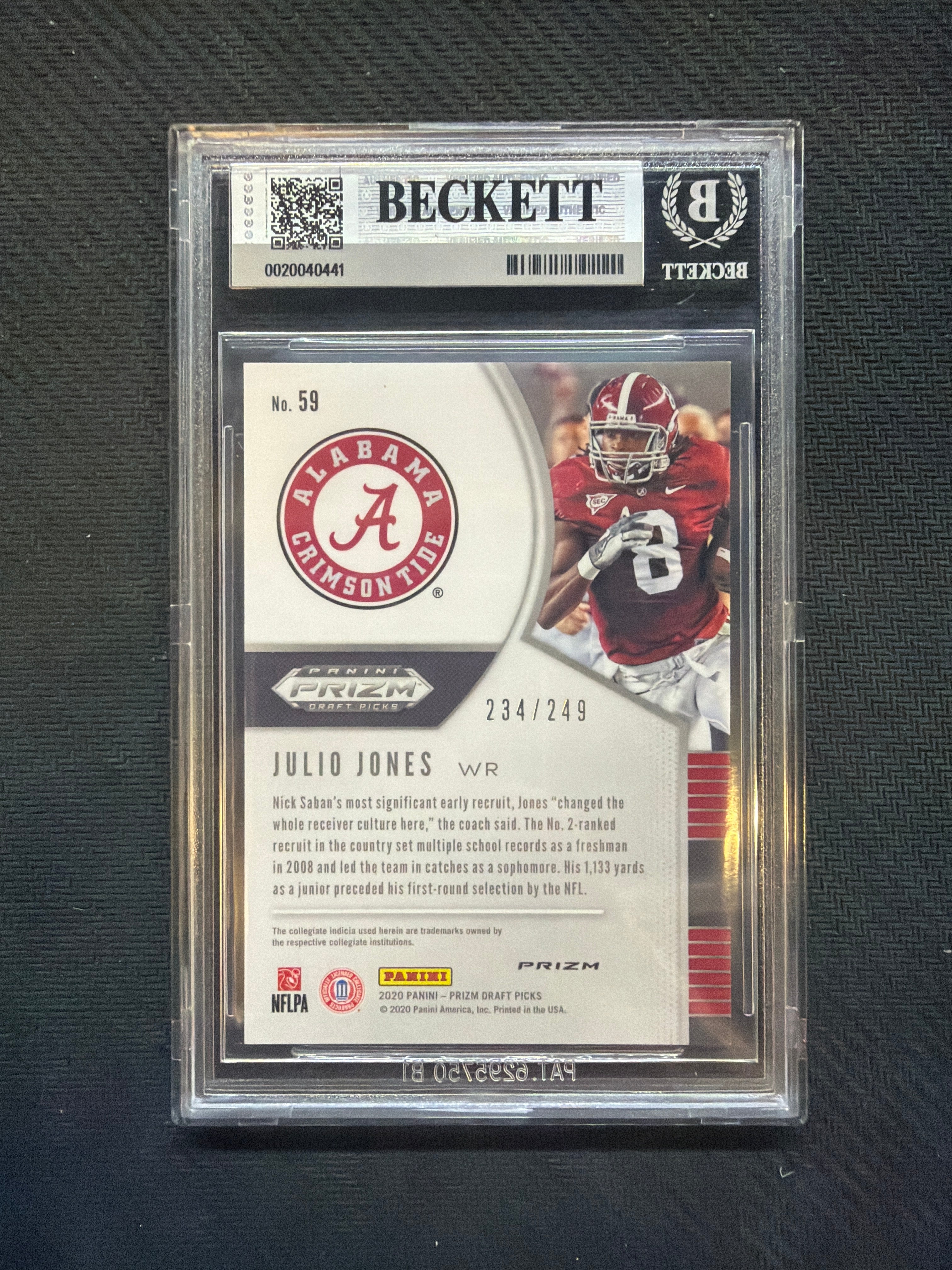 2020 Prizm Draft Picks Julio Jones Green Yellow /249 BGS 8.5 Alabama