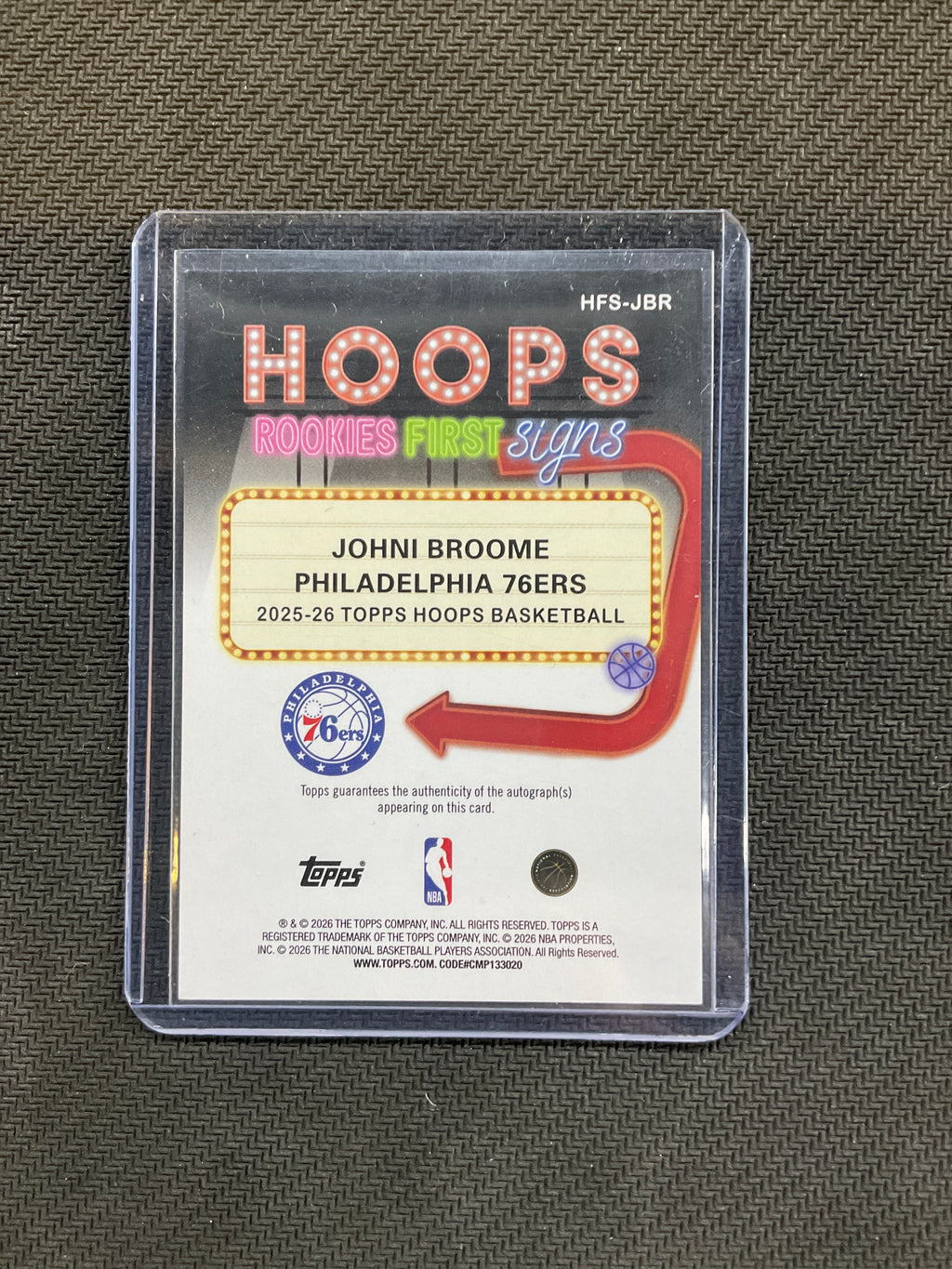2025/26 Topps Hoops Johni Broome Rookie Auto