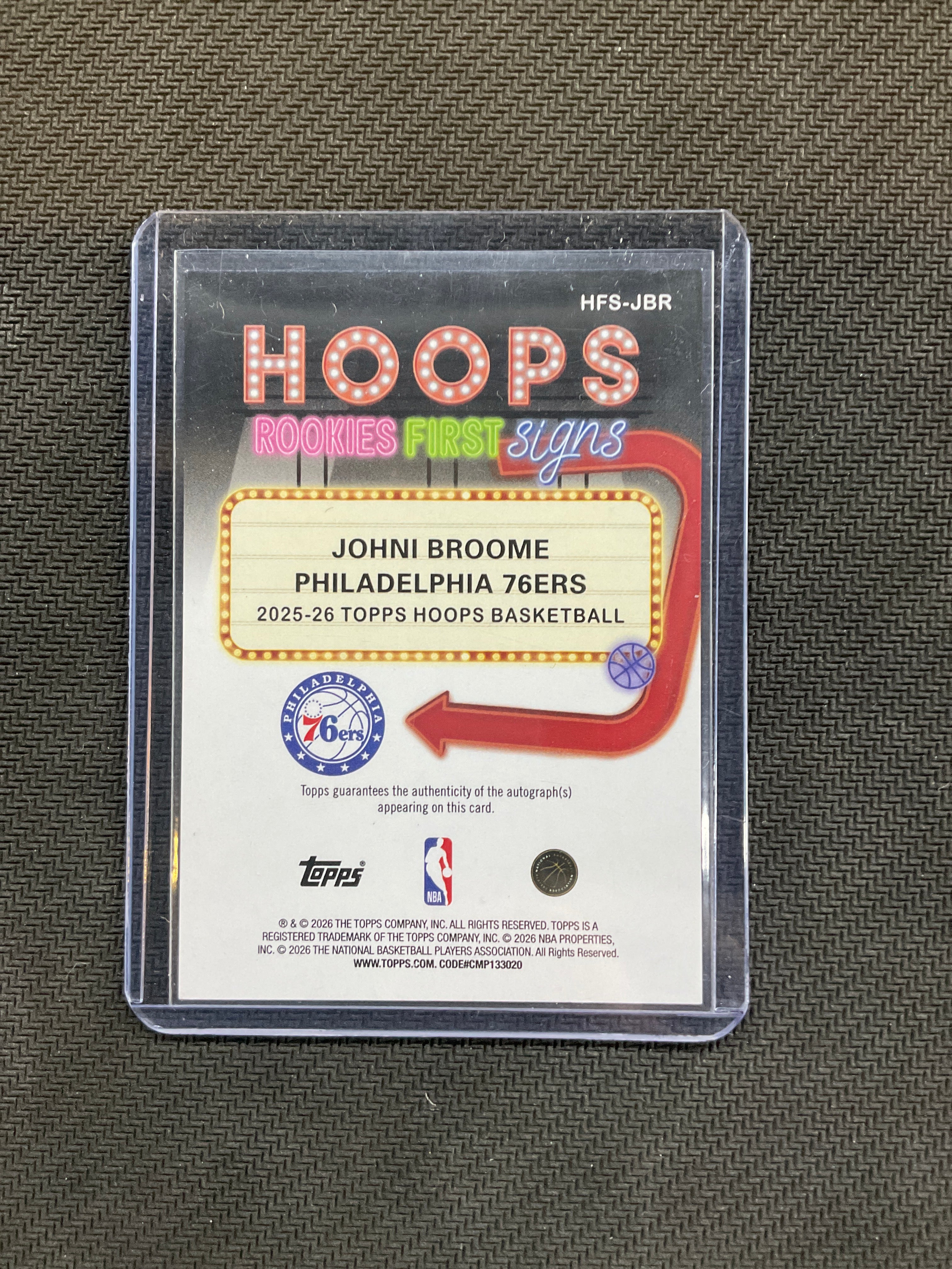 2025/26 Topps Hoops Johni Broome Rookie Auto