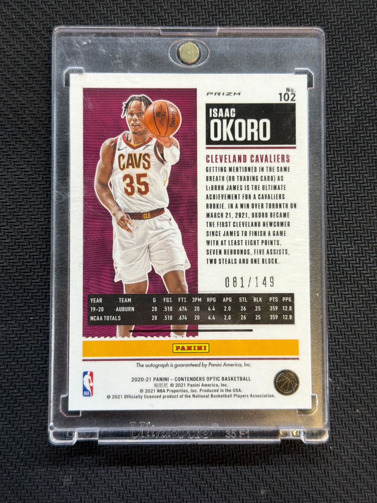 2020-21 Contenders Optic Isaac Okoro Red Auto /149 Auburn