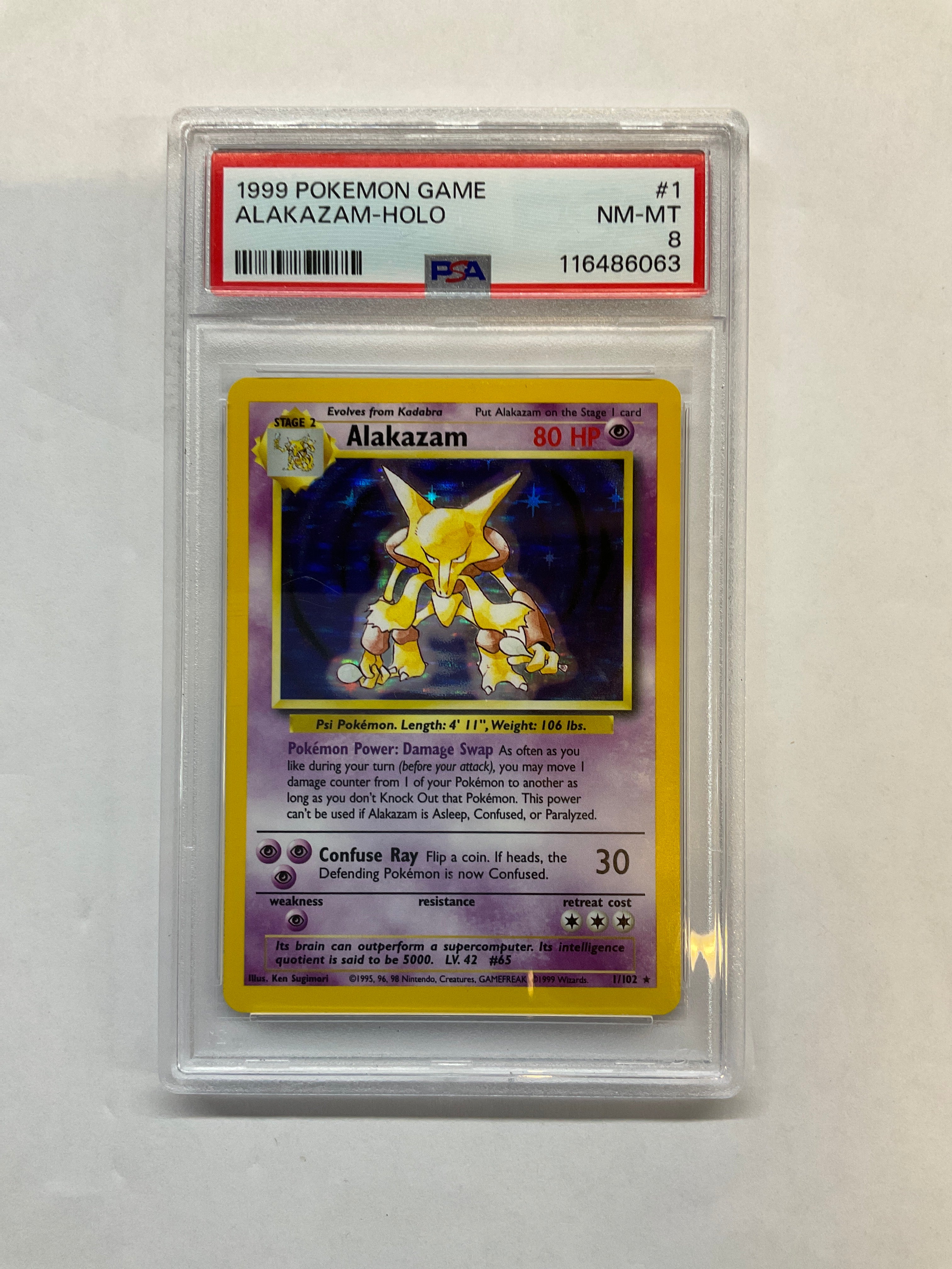 1999 Pokemon Alakazam Holo 1 PSA 8